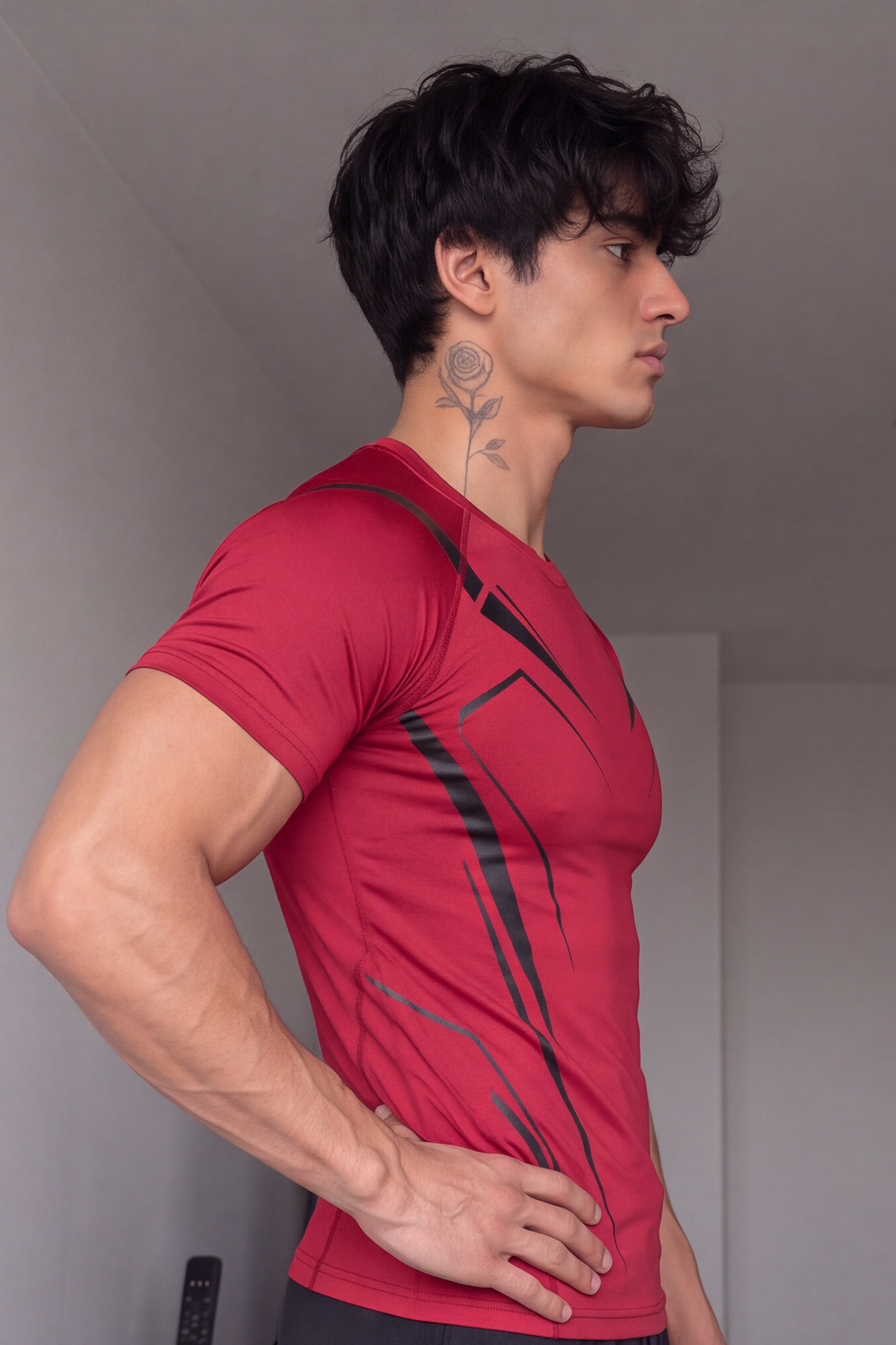 Image of EXO Compression T-Shirt Half sleeve -Red/Black
