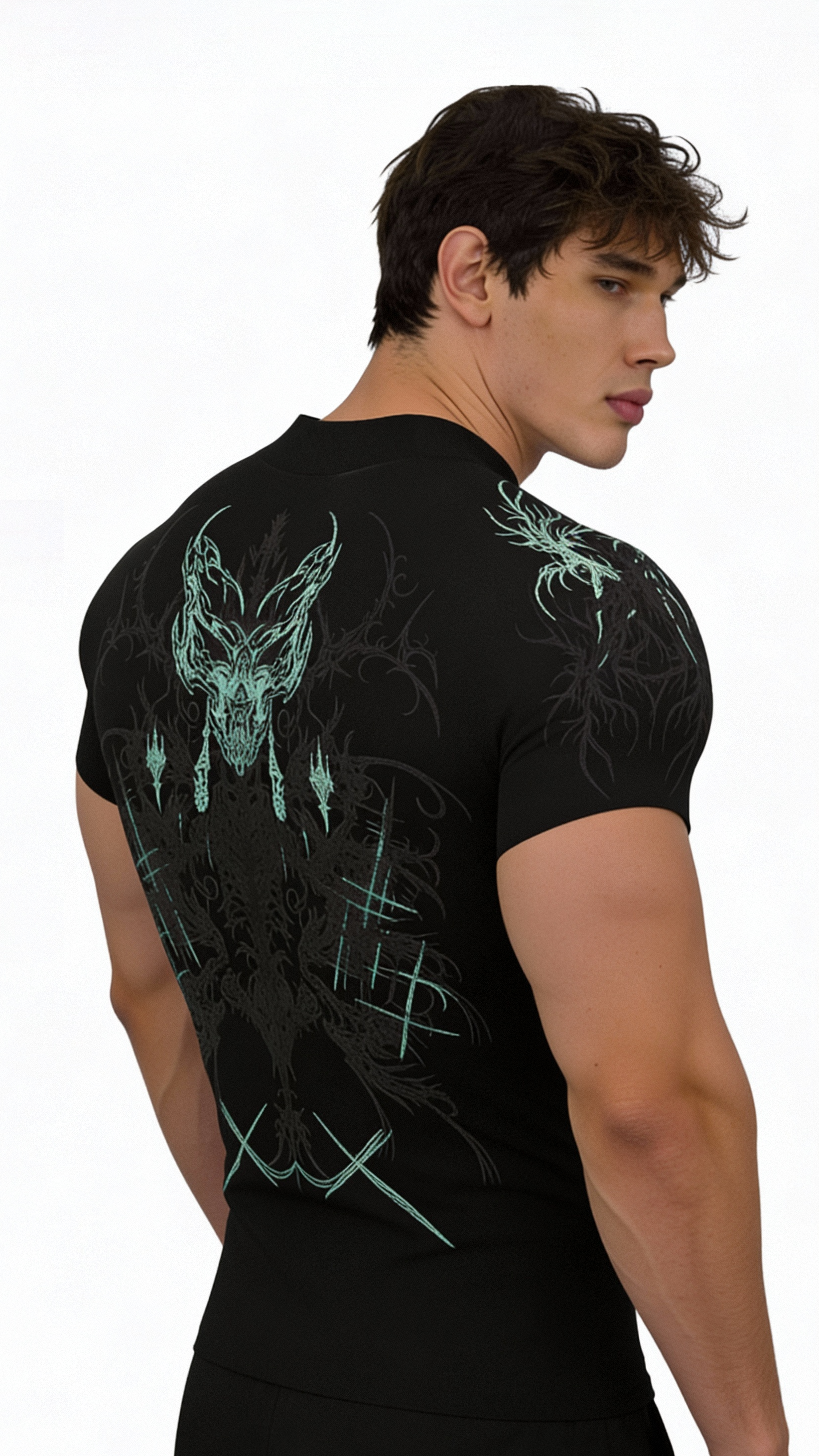 Image of Prime Arc Zip Compression Tshirt Half Sleeve - Green/Black