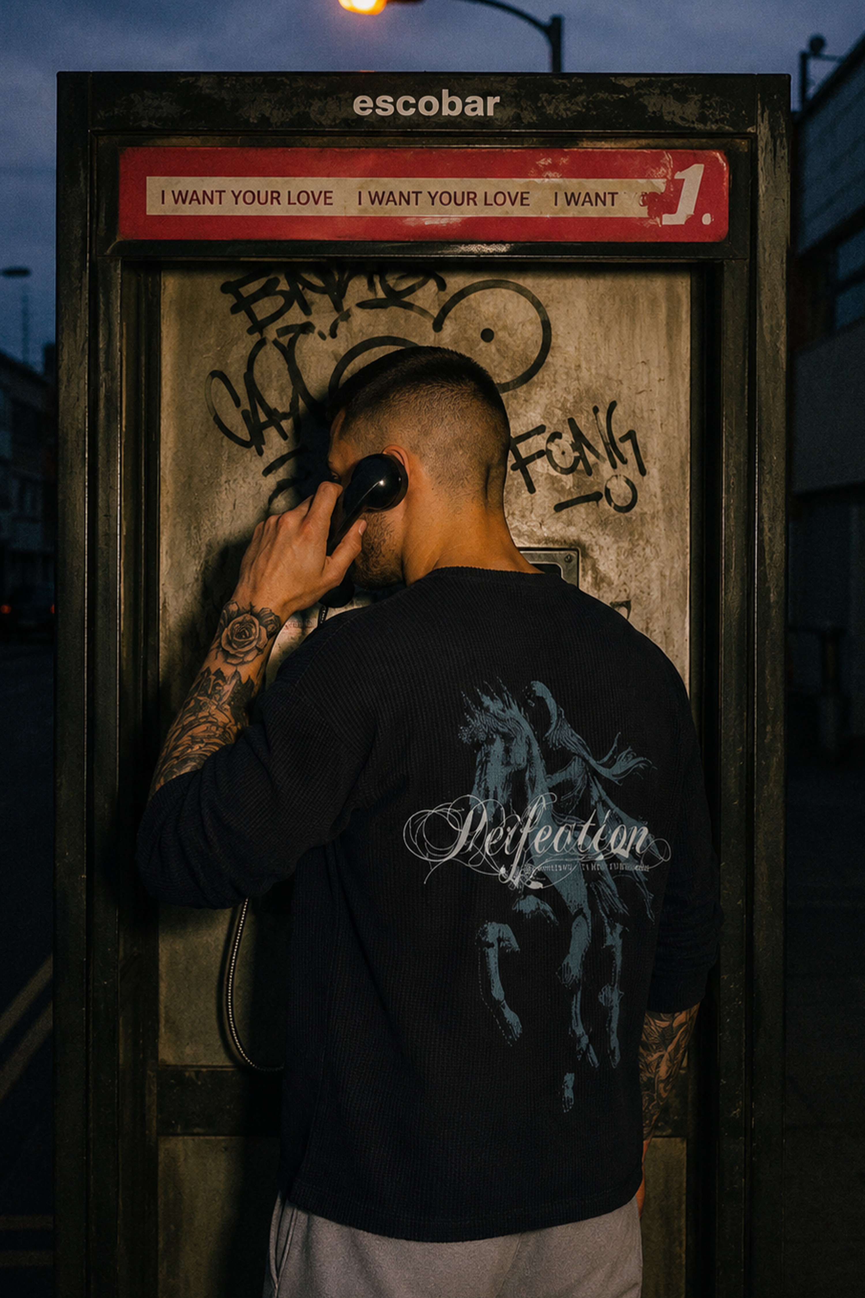 Image of Men's Redemption waffle T-shirt with horse graphic and textured waffle fabric