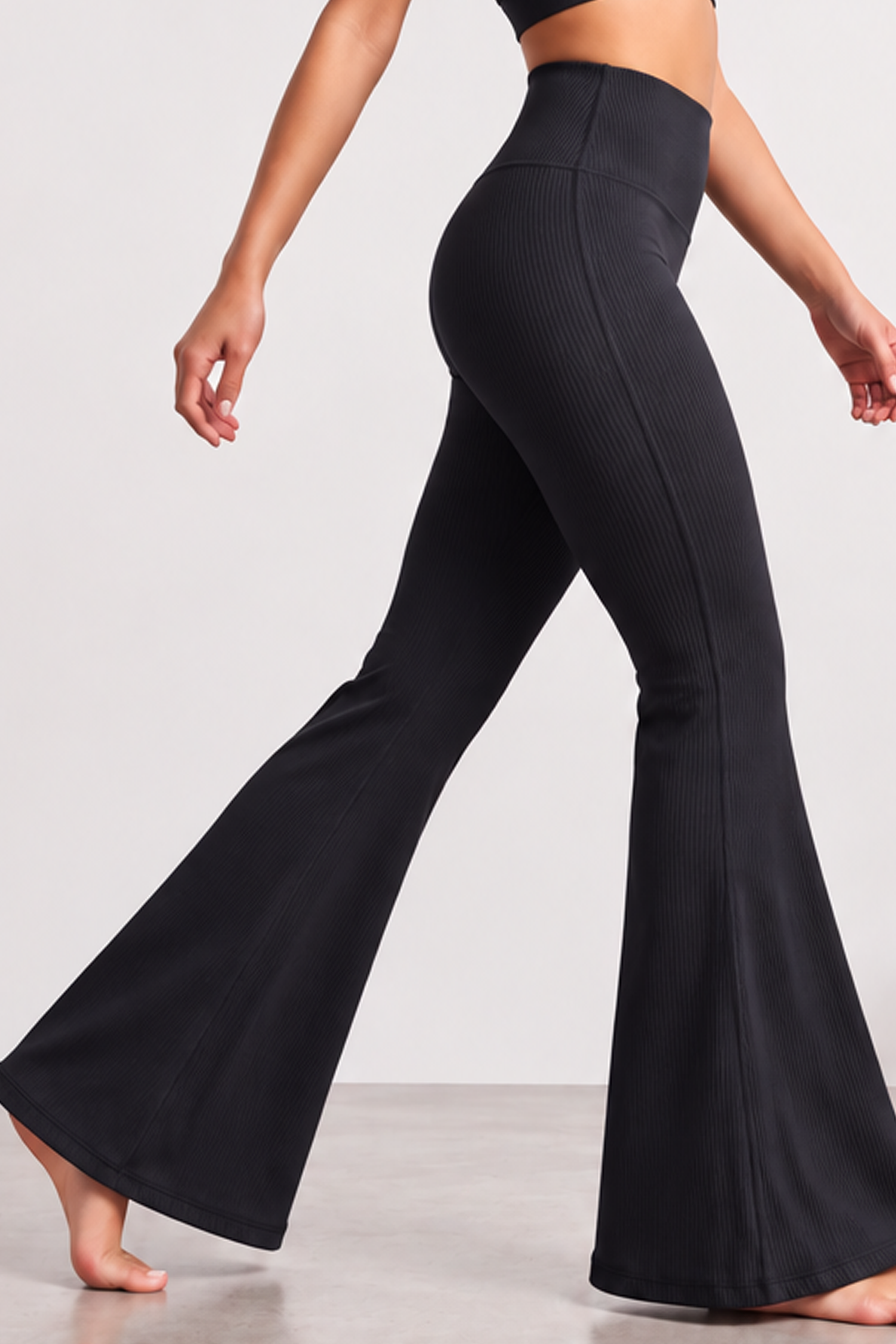 Image of Ribbed Flare Leggings - Black