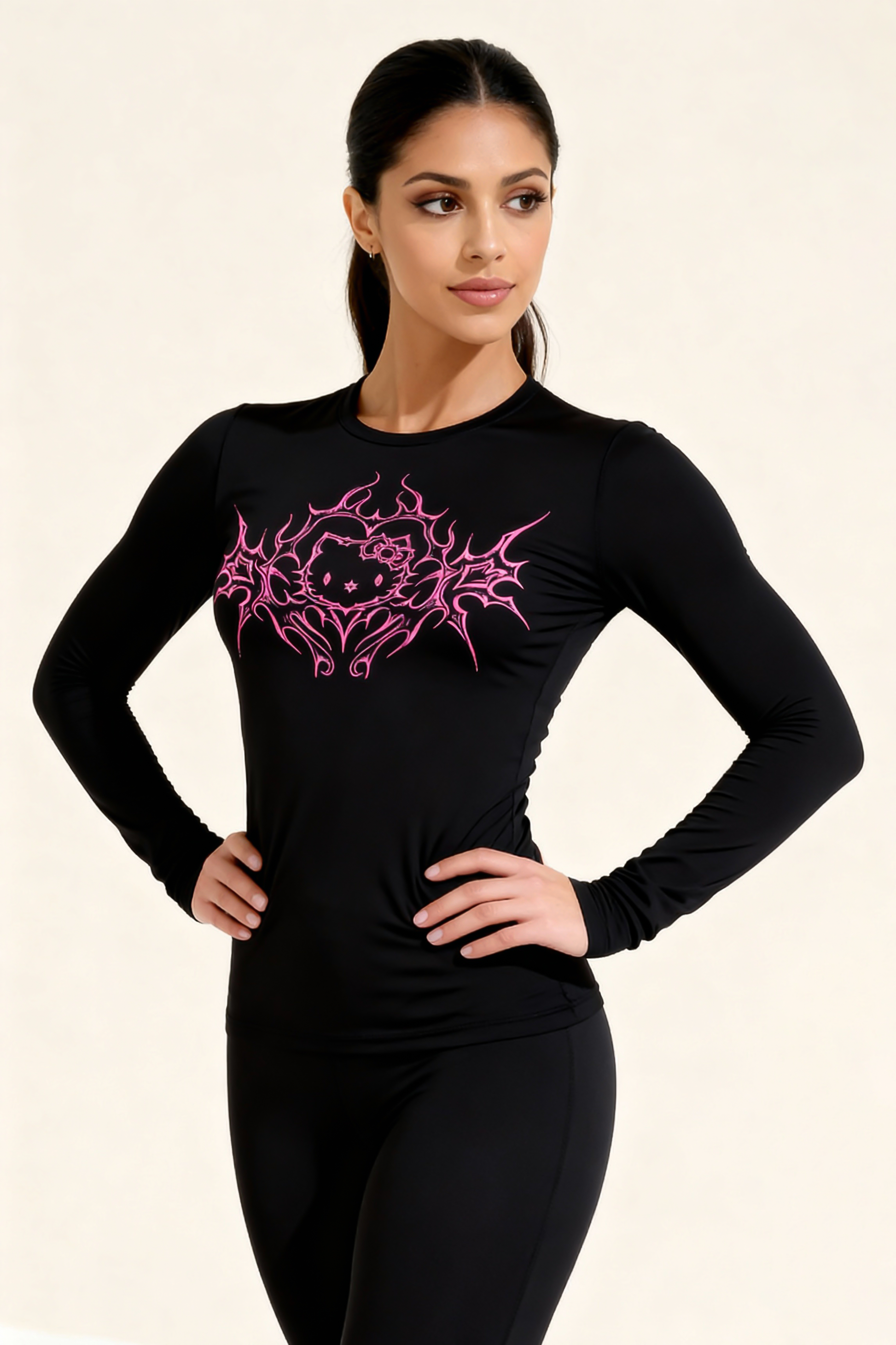 Kitty Wild Women Compression Tshirt Full Sleeve