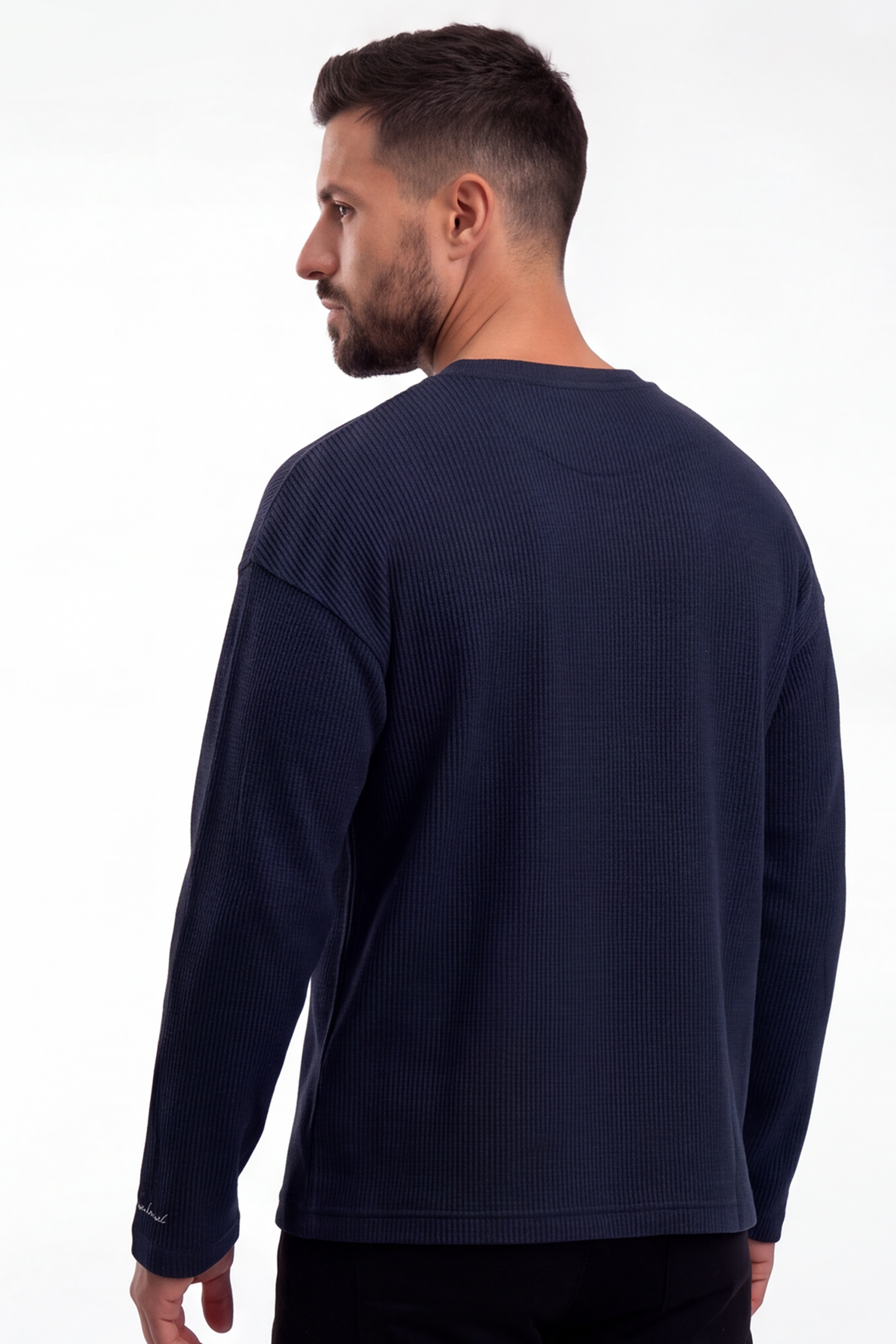 Waffle Henley Tshirt - Navy