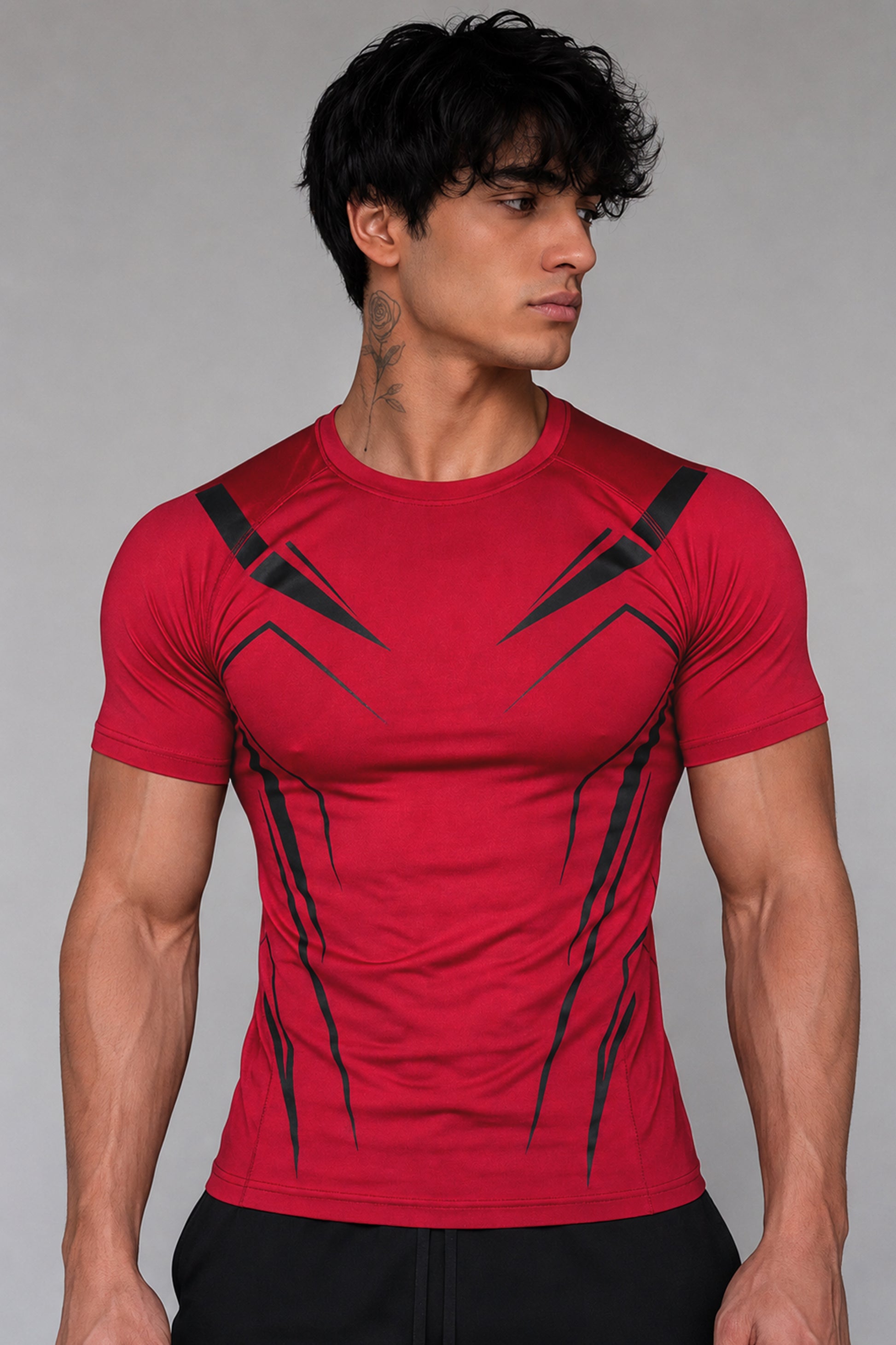 EXO Compression T-Shirt Half sleeve -Red/Black