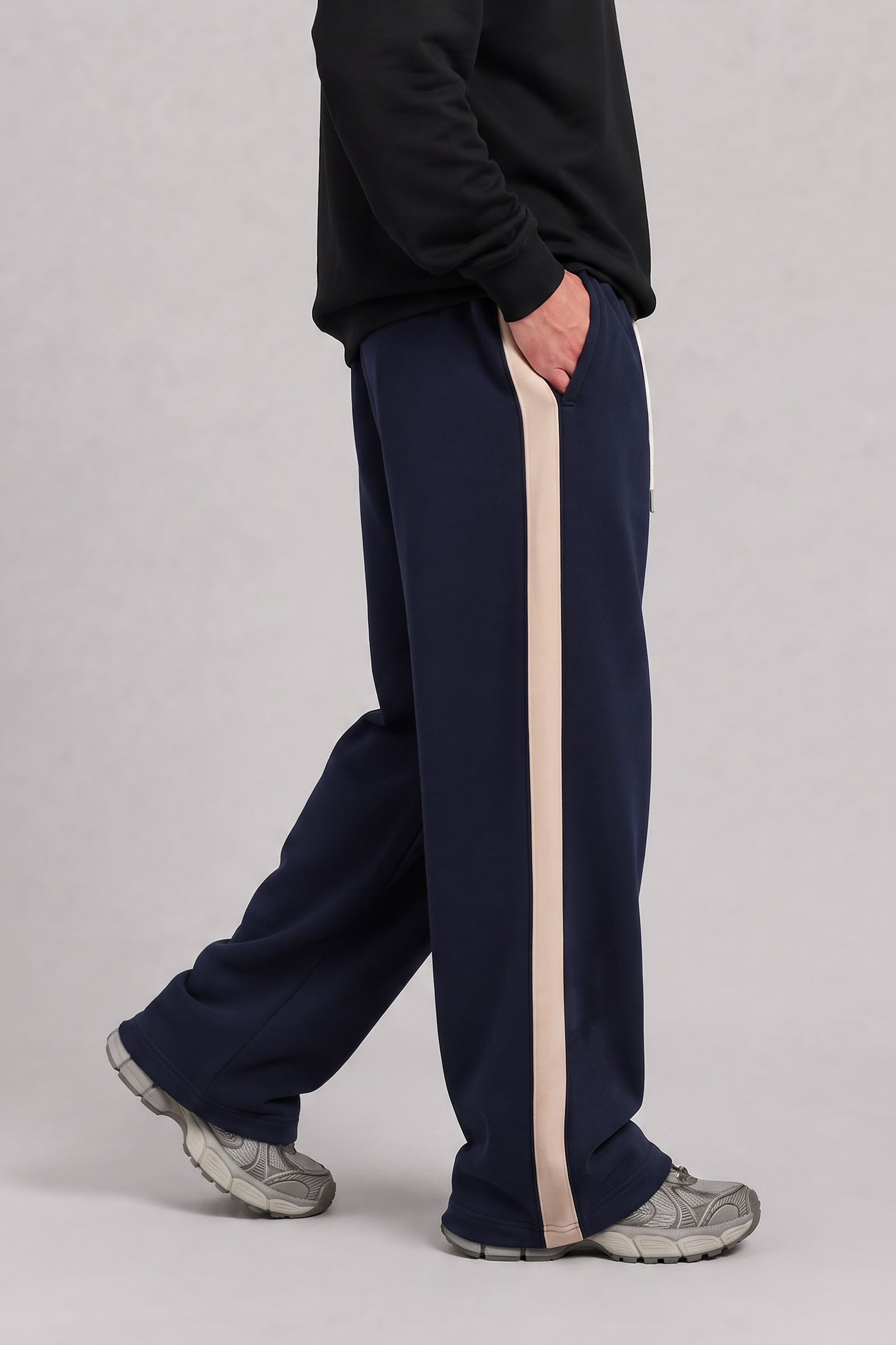 Contrast Stripe Joggers - Navy