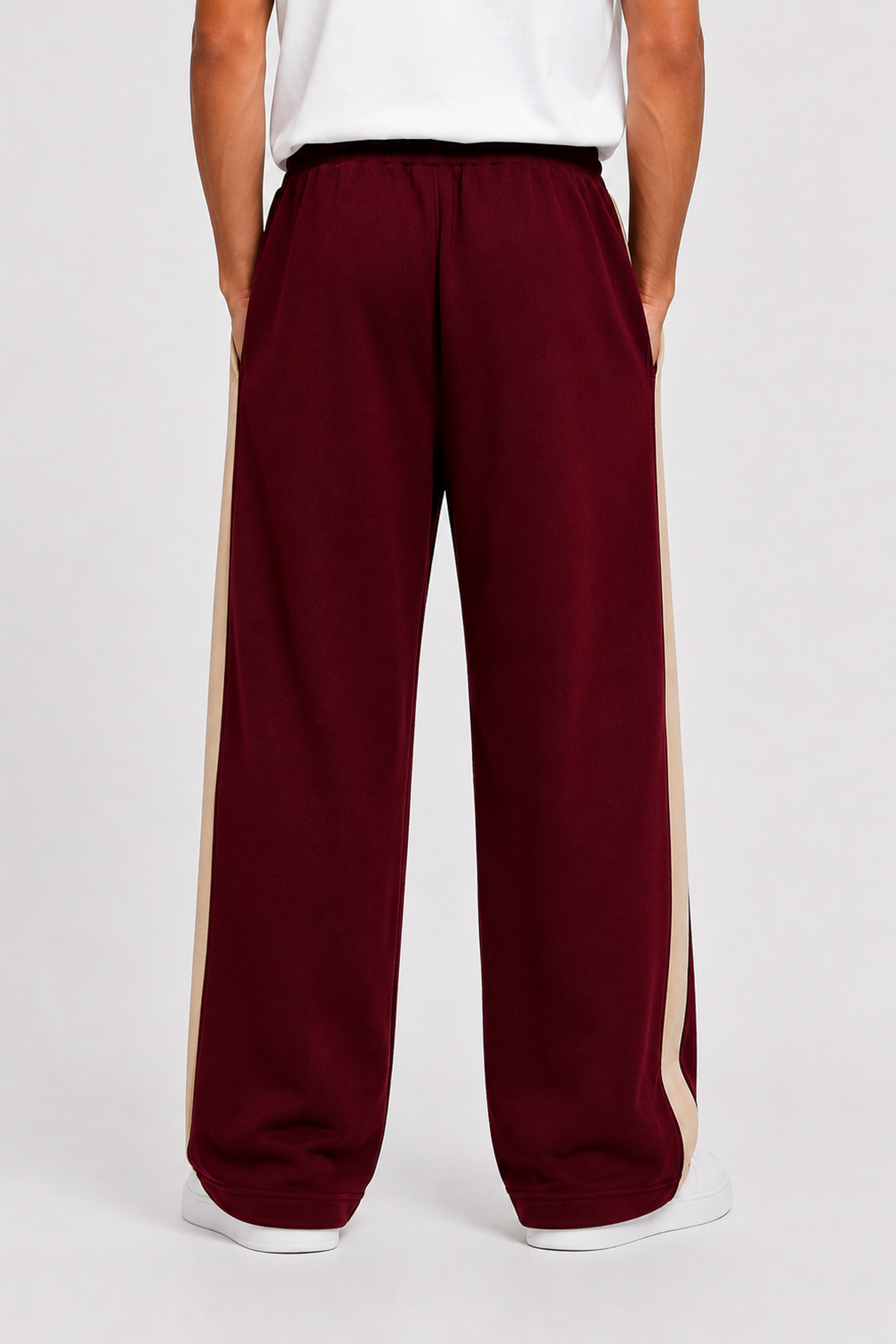 Image of Contrast Stripe Joggers - Maroon