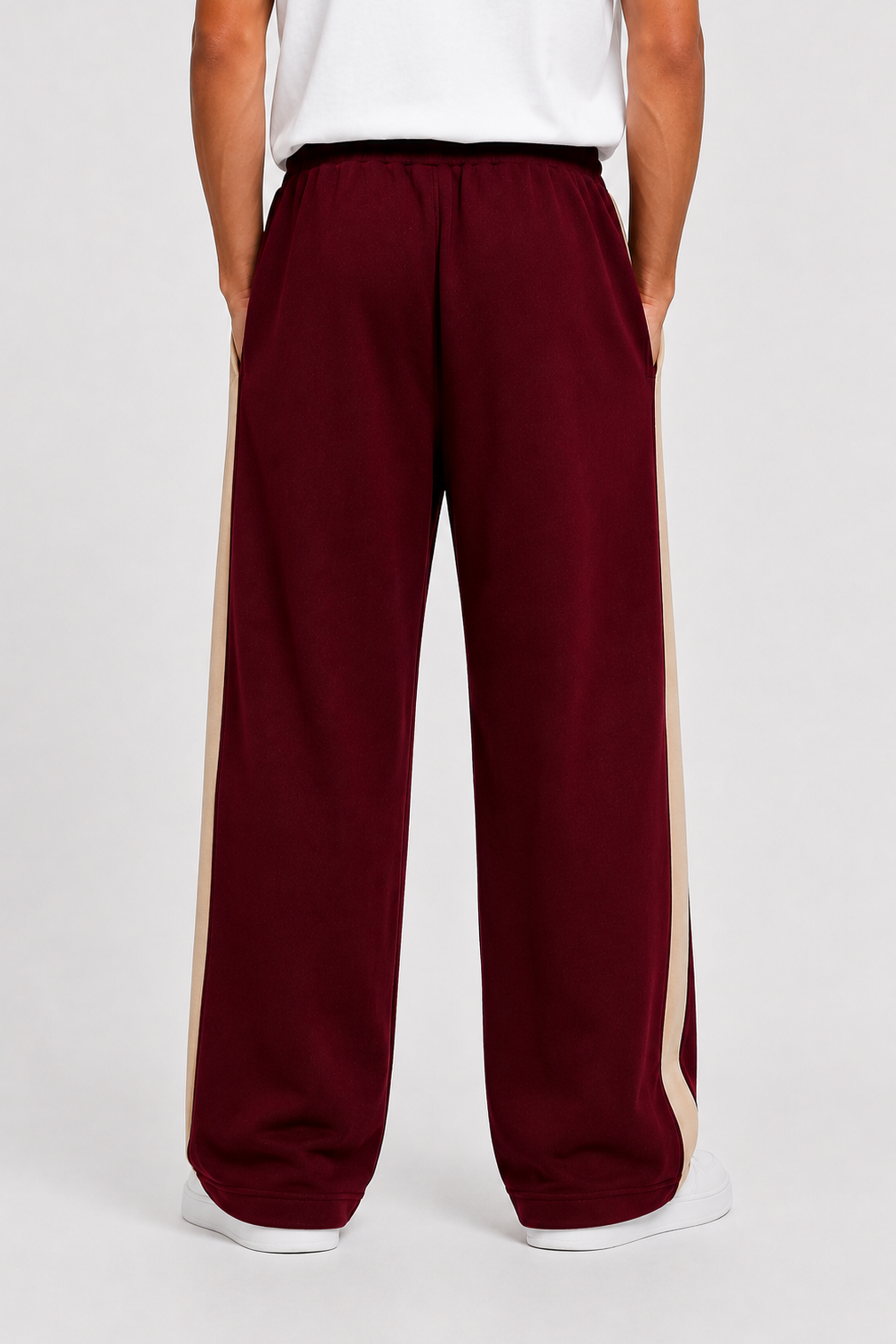 Contrast Stripe Joggers - Maroon
