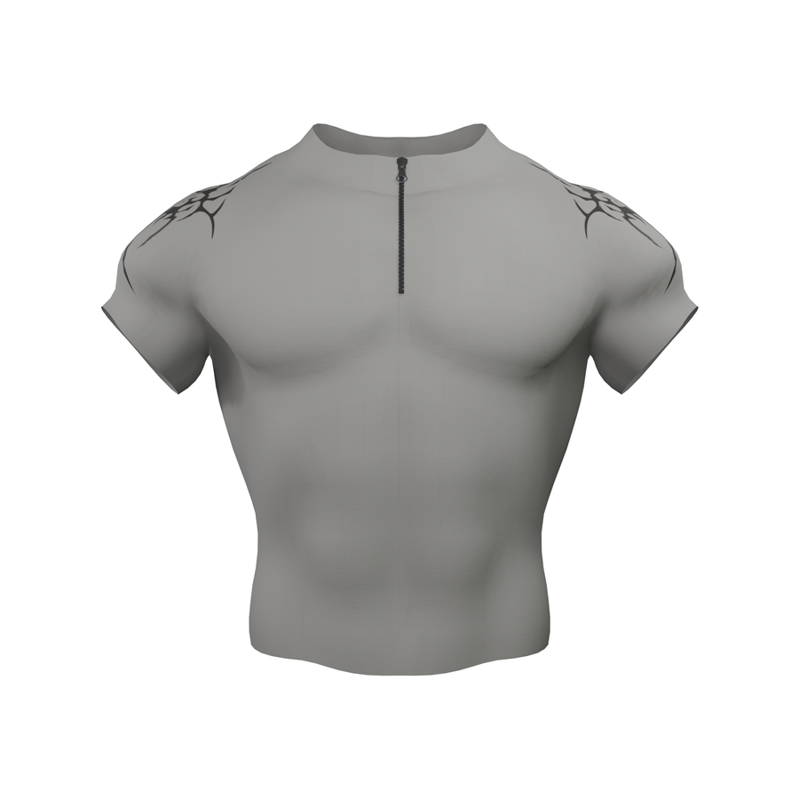 Titan Zip Nylon Compression Tshirt Half Sleeve - Grey