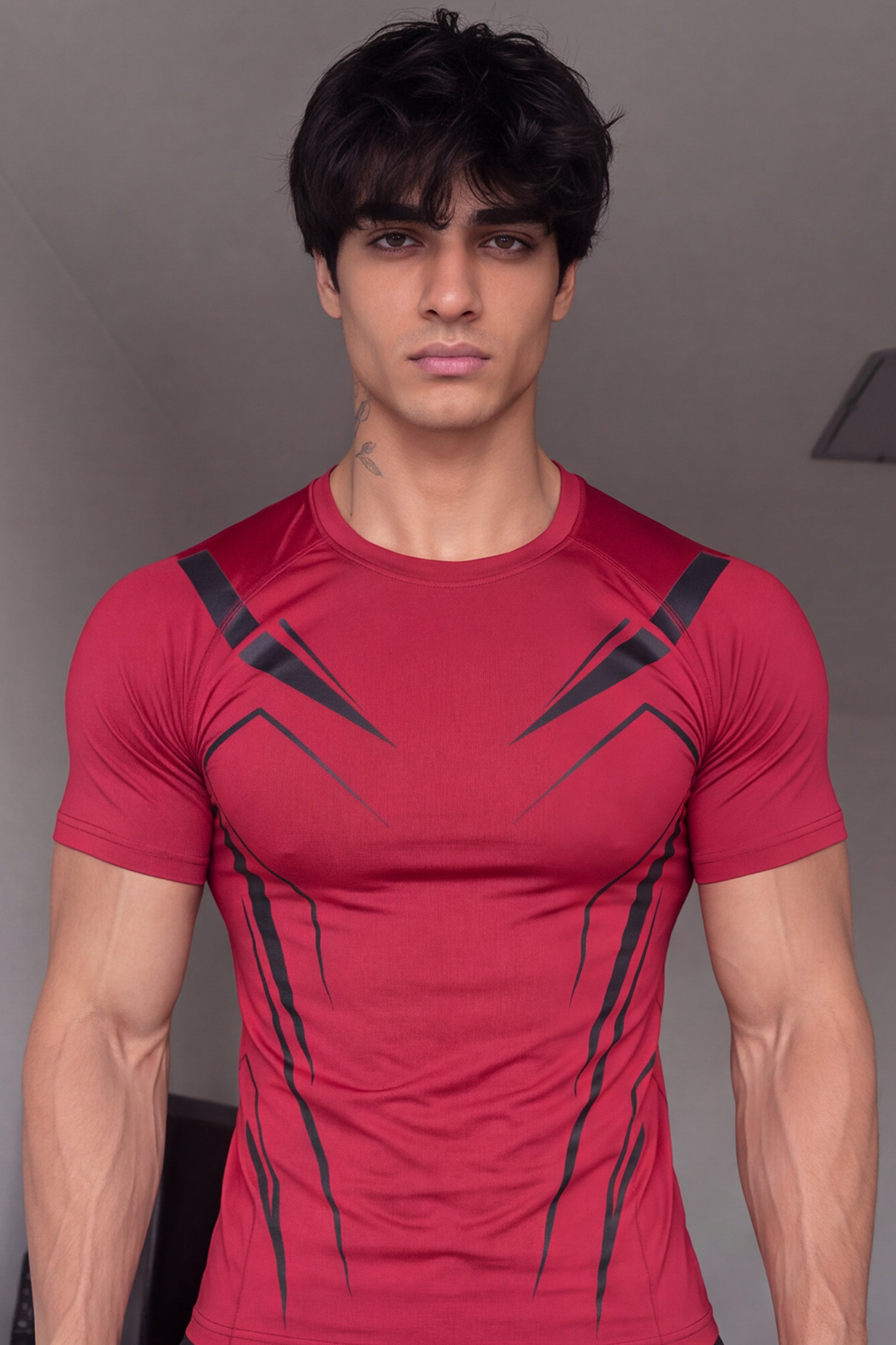 Image of EXO Compression T-Shirt Half sleeve -Red/Black
