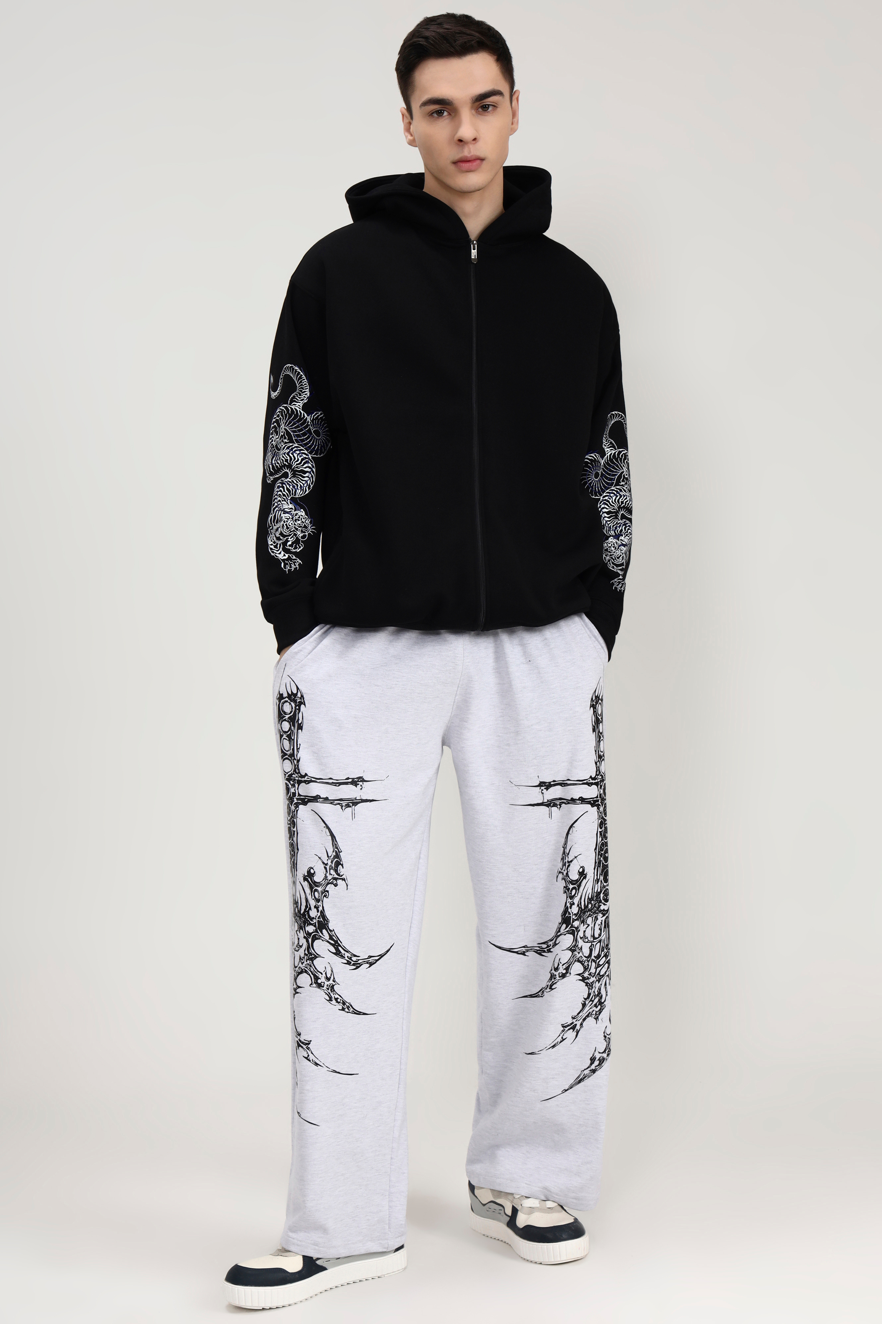 Image of Black Hunt Unisex Oversized Zipper Hoodie