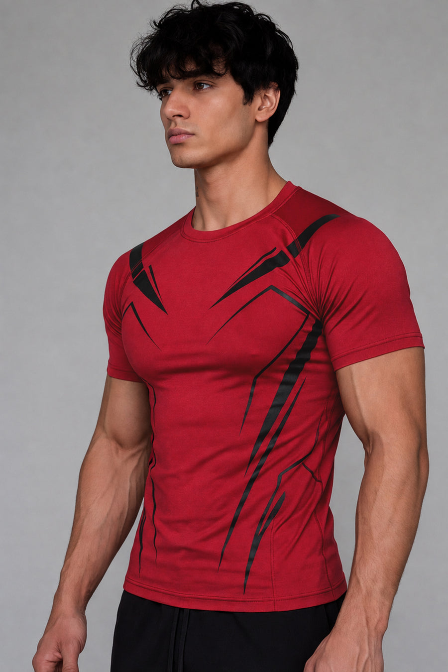 EXO Compression T-Shirt Half sleeve -Red/Black