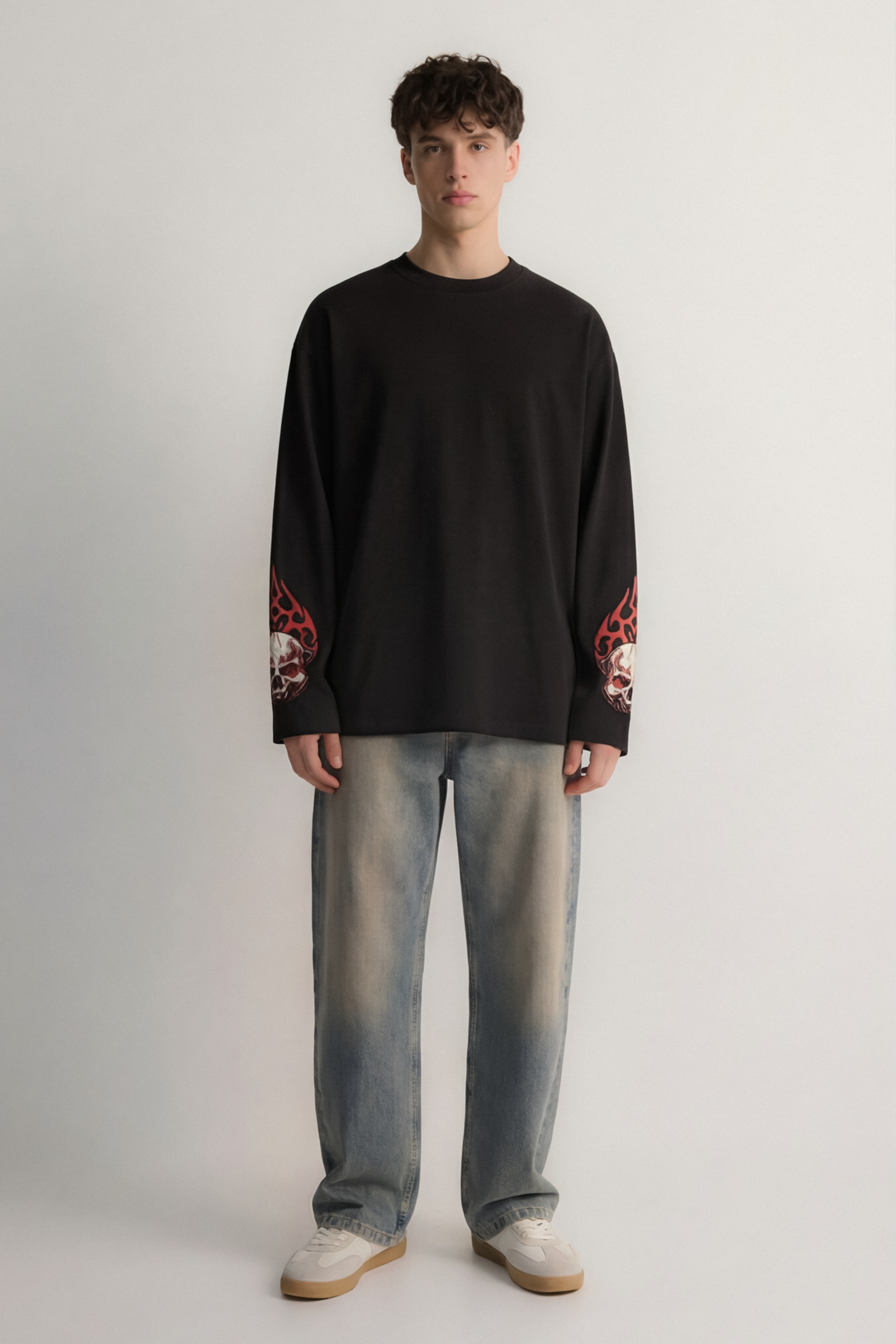 Image of Skull Matrix Unisex Oversized Full Sleeve Tshirt