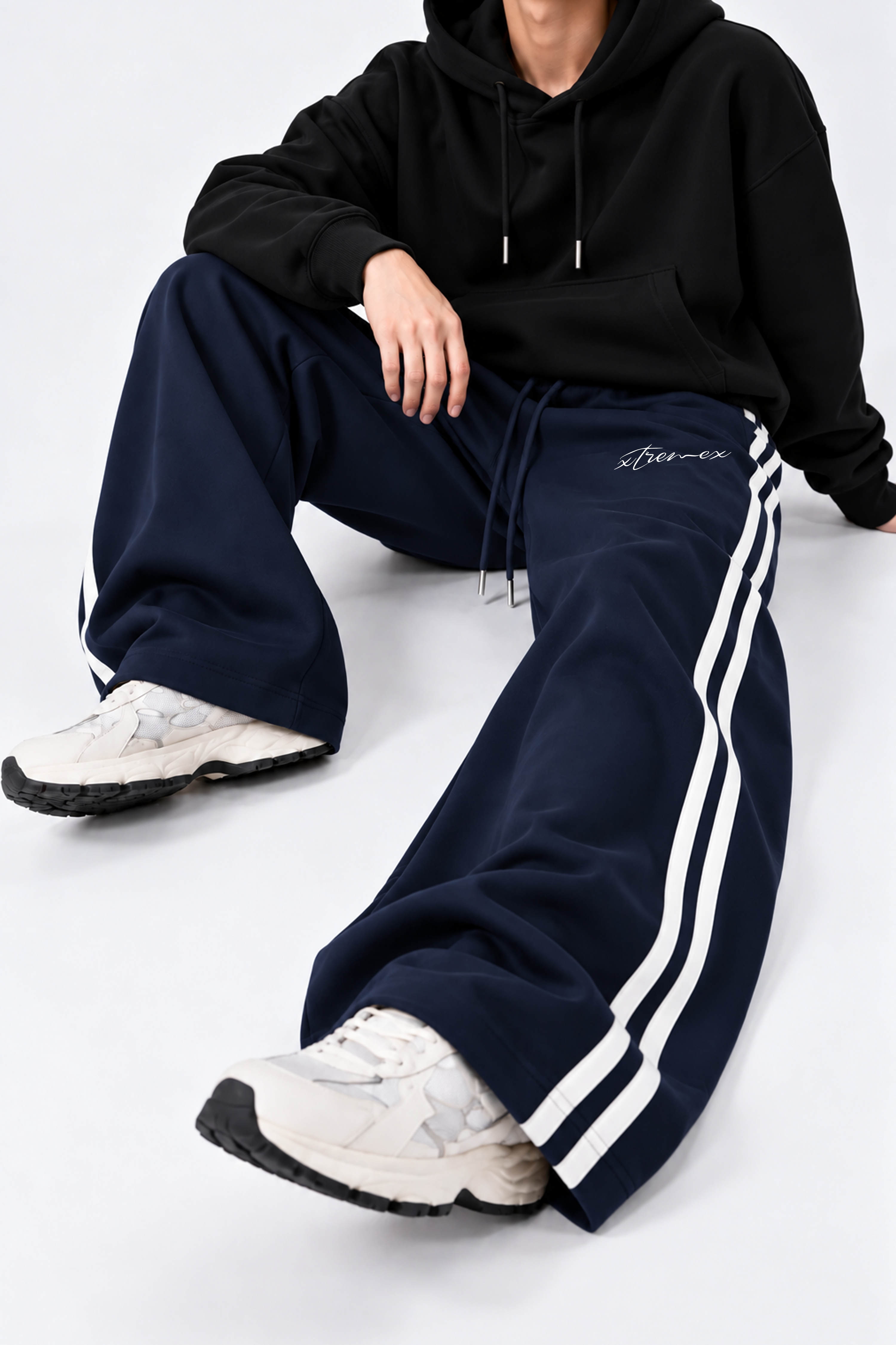 Image of Classic Stripe Joggers - Navy Blue