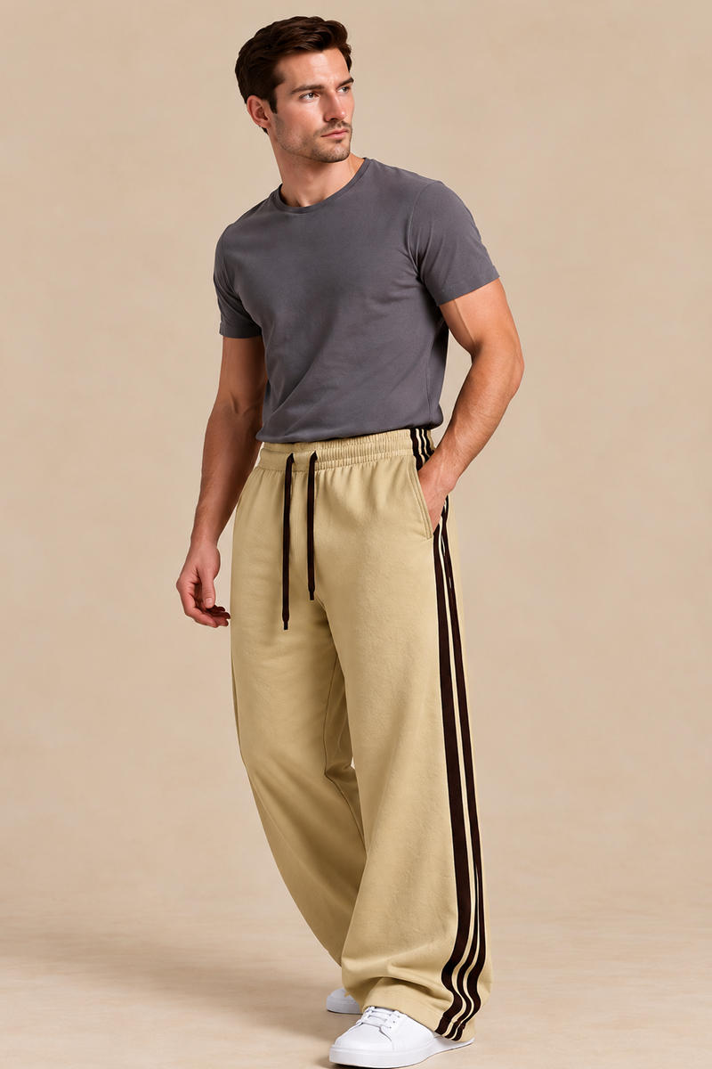 Tri Stripe Joggers - Tan