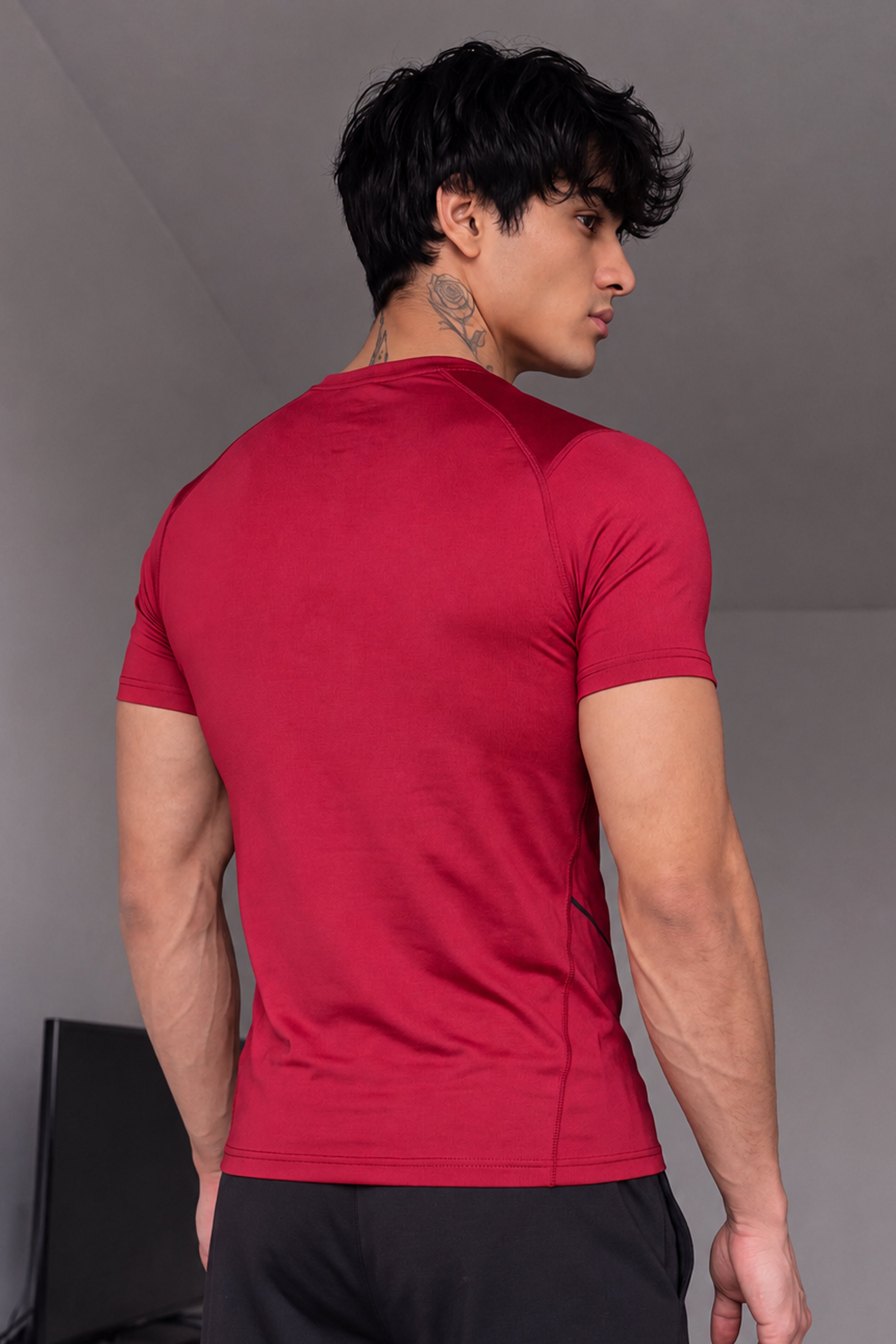 Image of EXO Compression T-Shirt Half sleeve -Red/Black