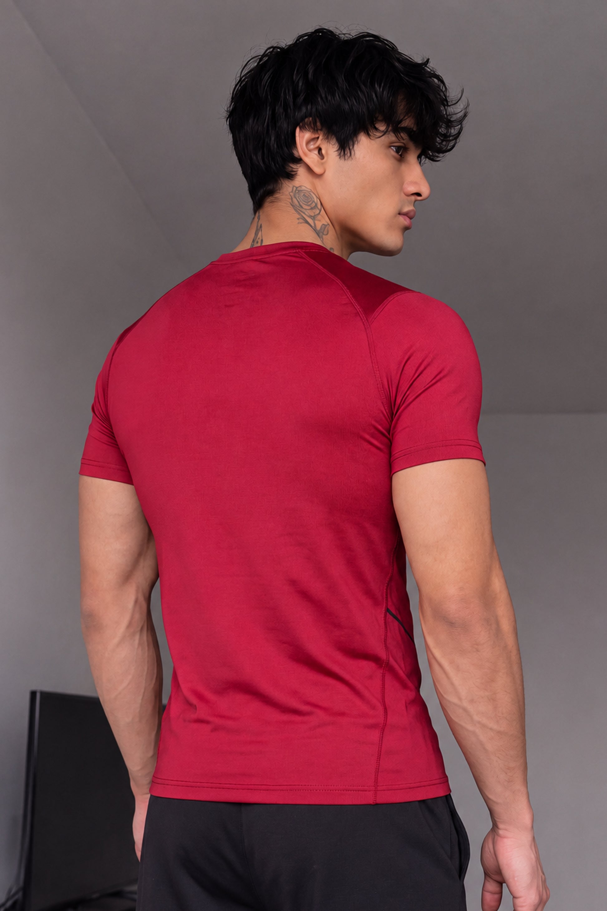 EXO Compression T-Shirt Half sleeve -Red/Black