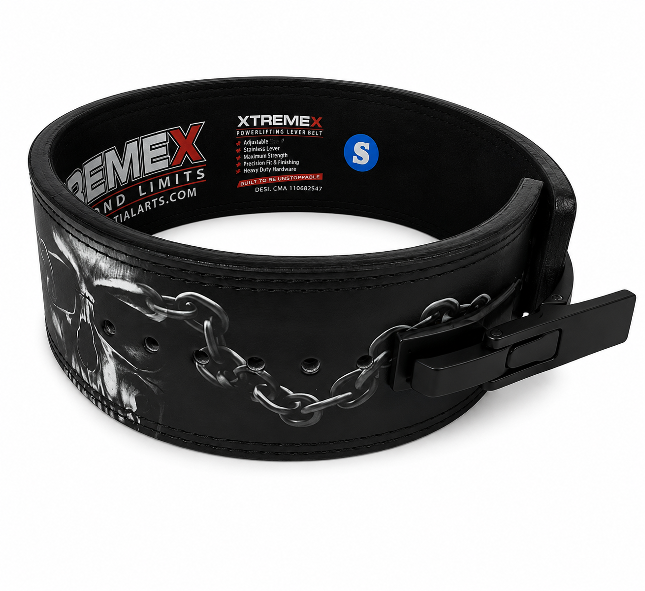XTREMEX POWERLIFTING 13MM LEVER BELT - IRON SKULL