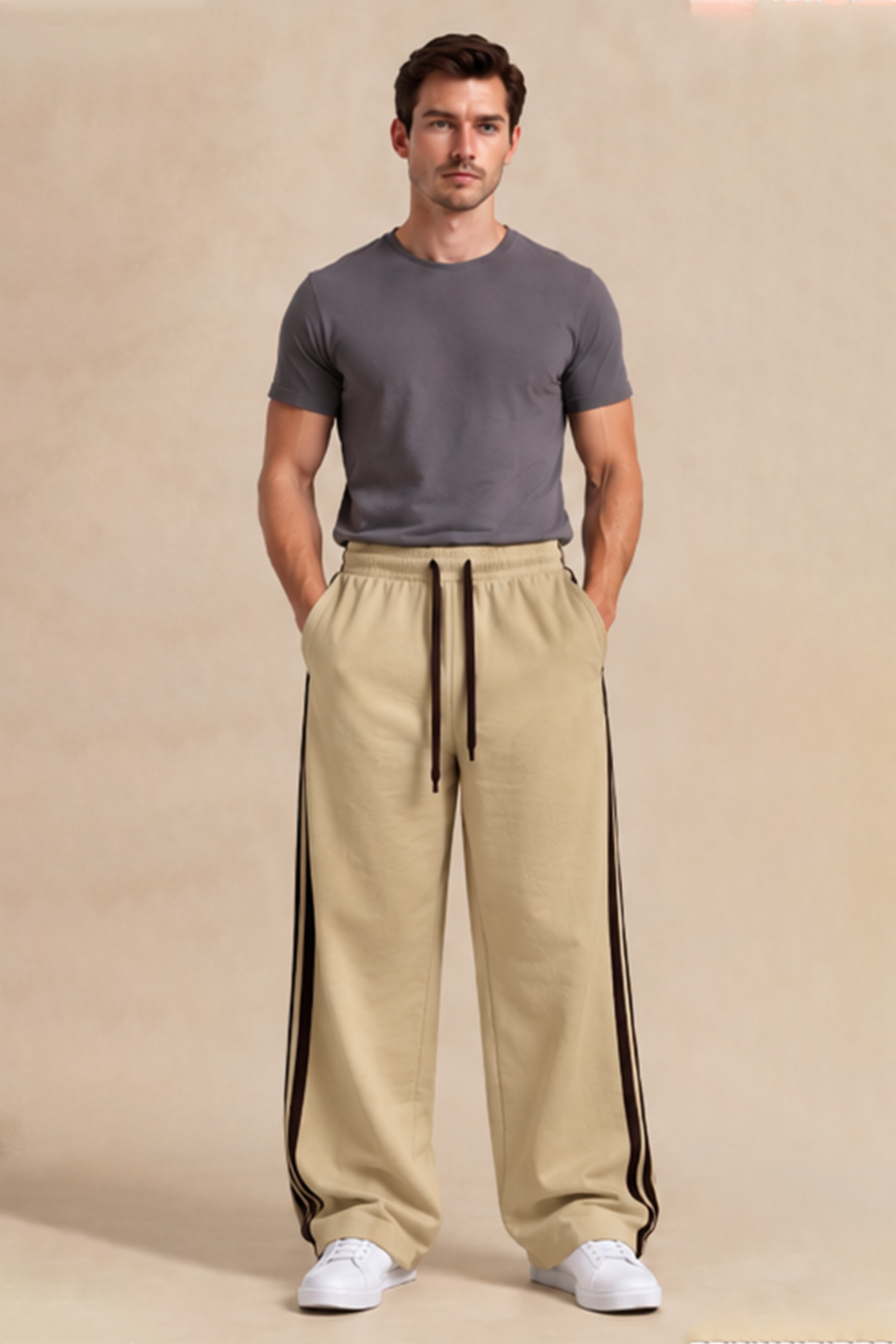 Image of Tri Stripe Joggers - Tan