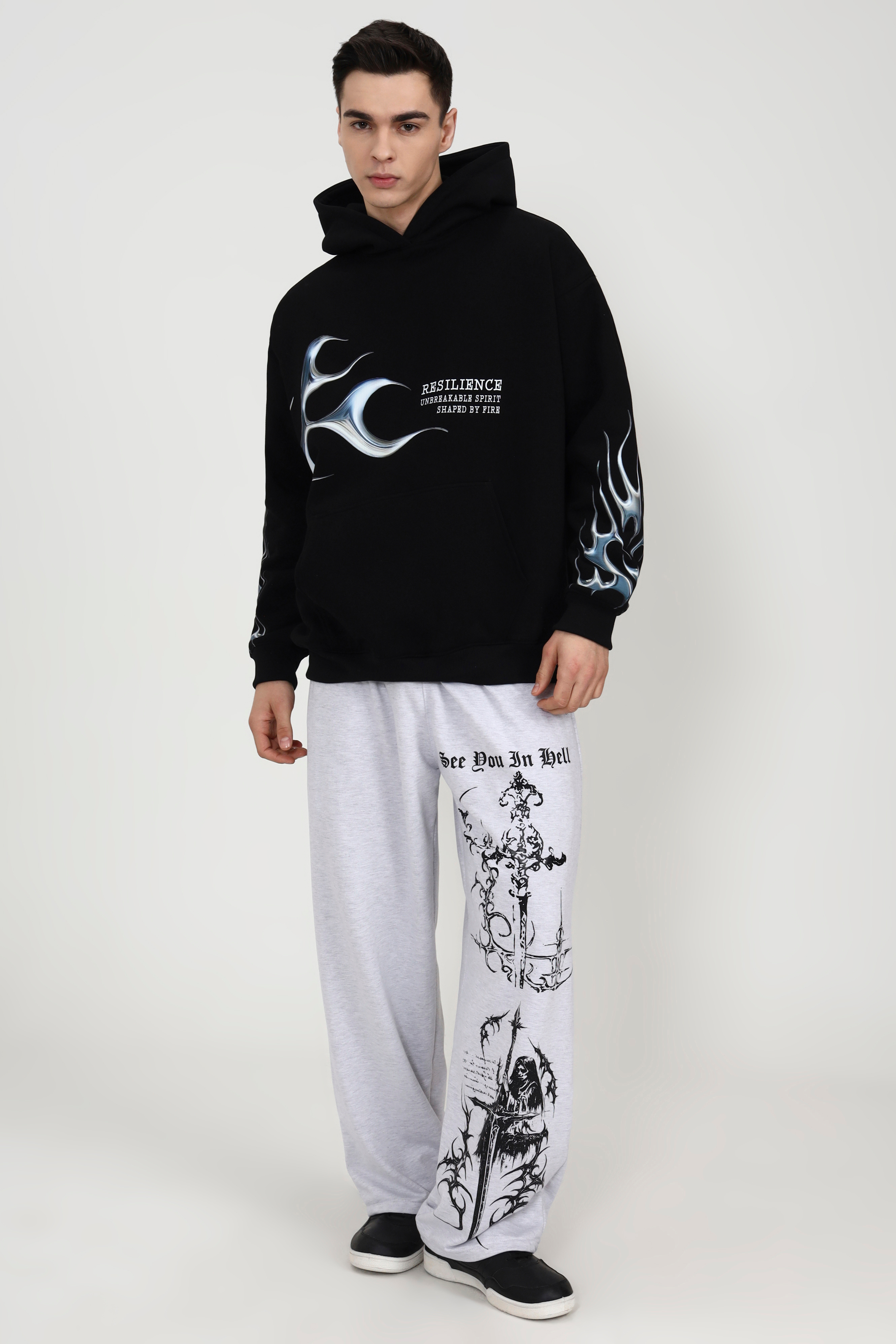 Image of Silver Flame Unisex Oversized Hoodie
