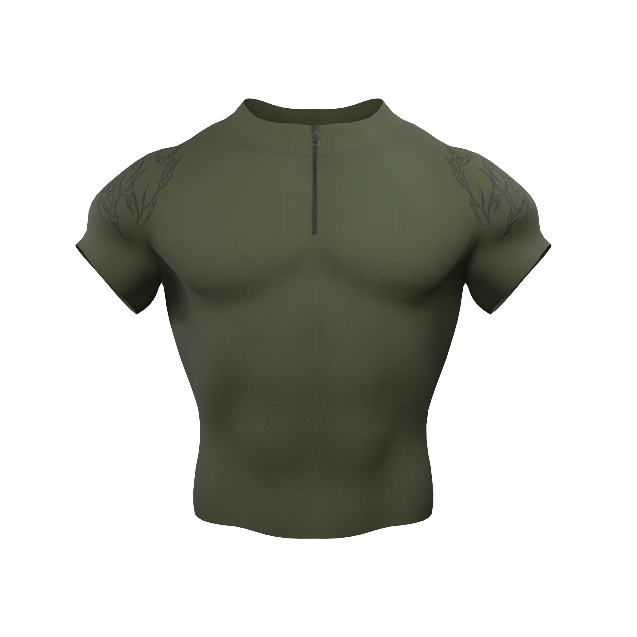 Image of Rambo Zip Nylon Compression Tshirt Half Sleeve - Olive