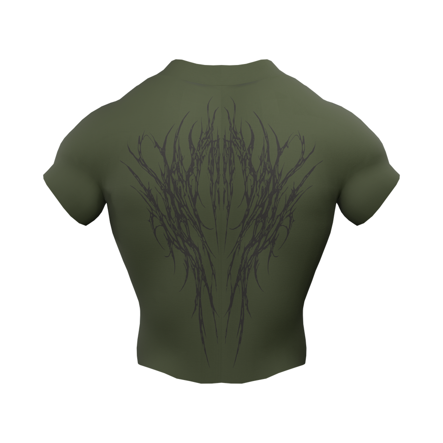Rambo Zip Nylon Compression Tshirt Half Sleeve - Olive