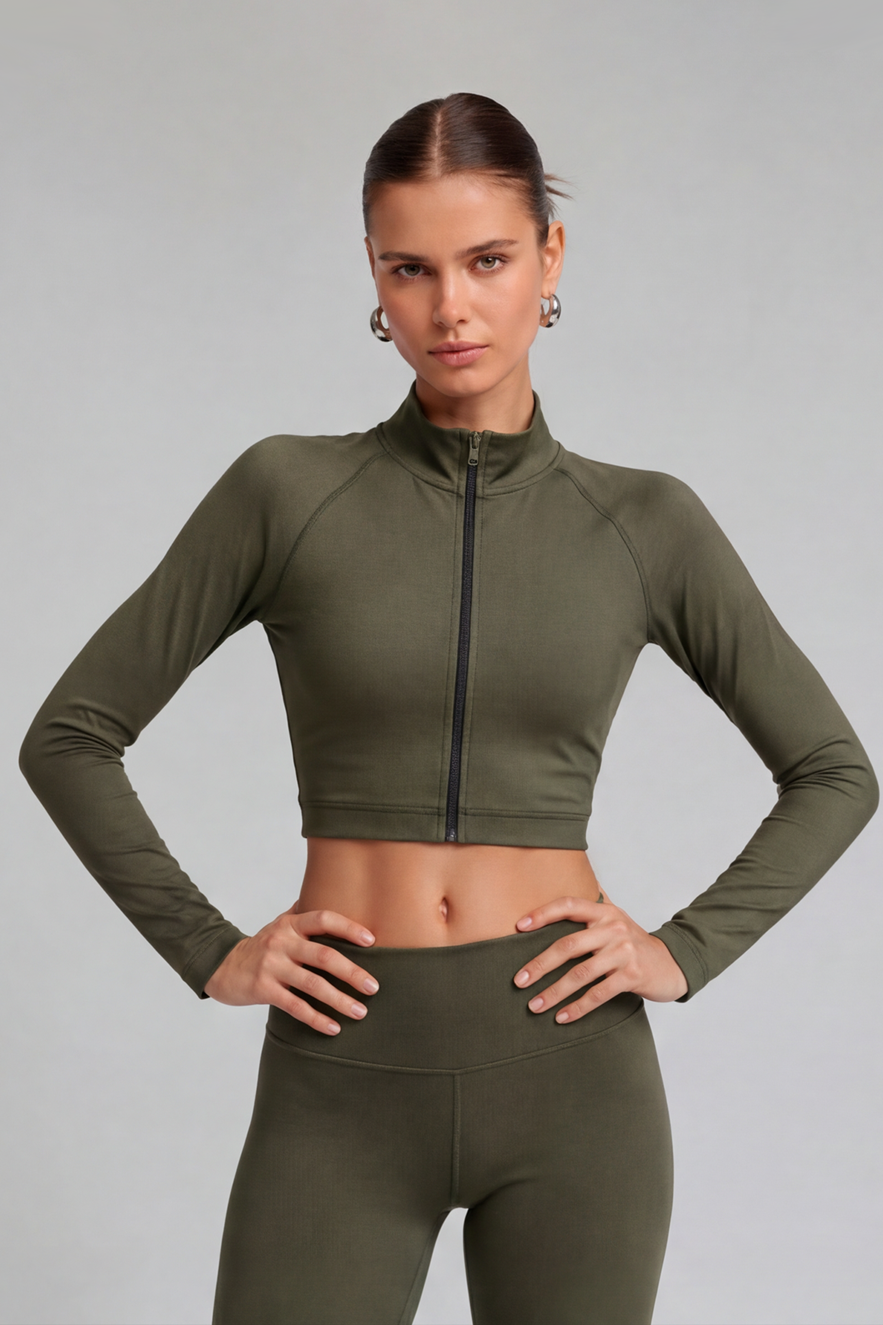 Image of Corefit Cropped Zipper - Olive