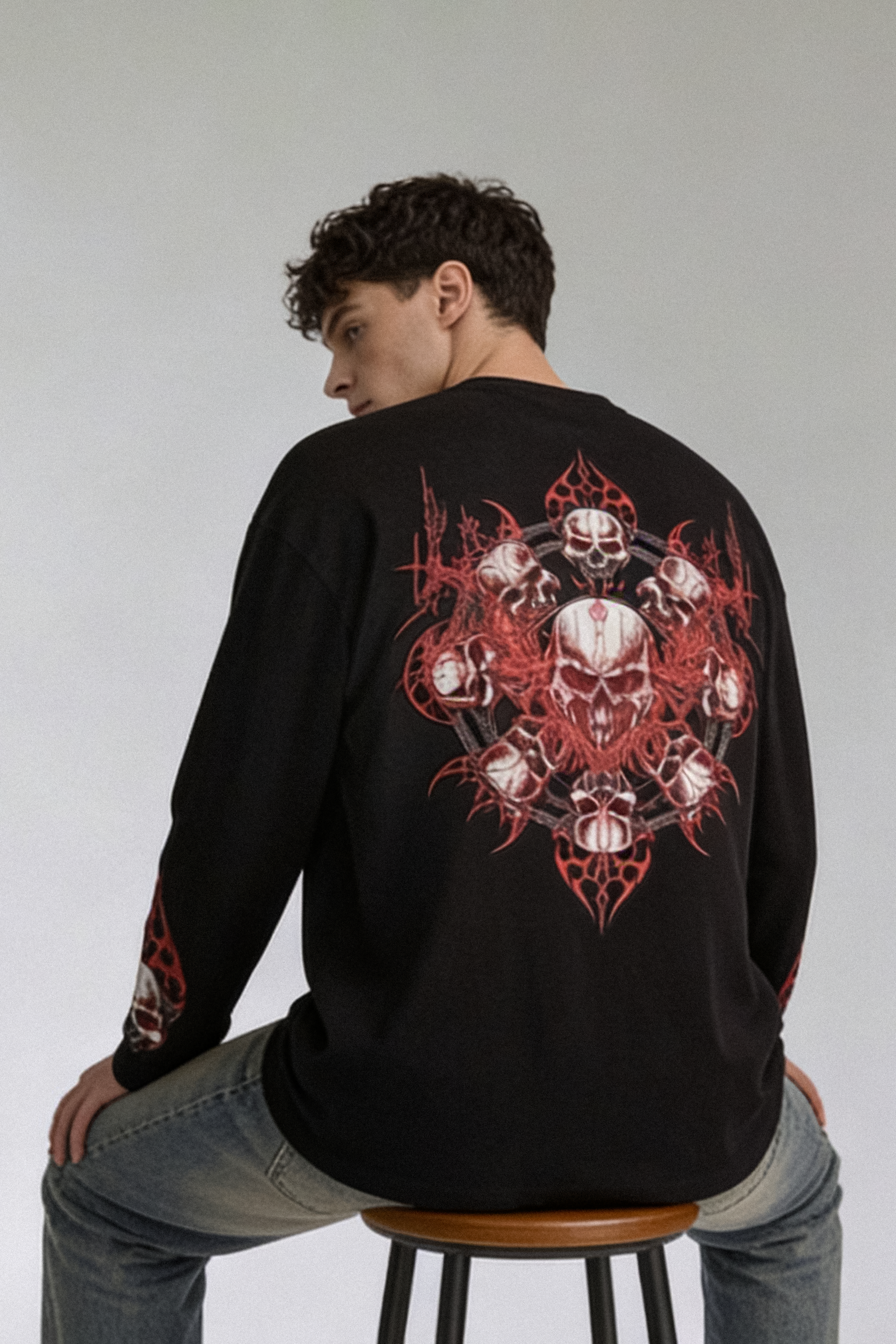 Skull Matrix Unisex Oversized Full Sleeve Tshirt