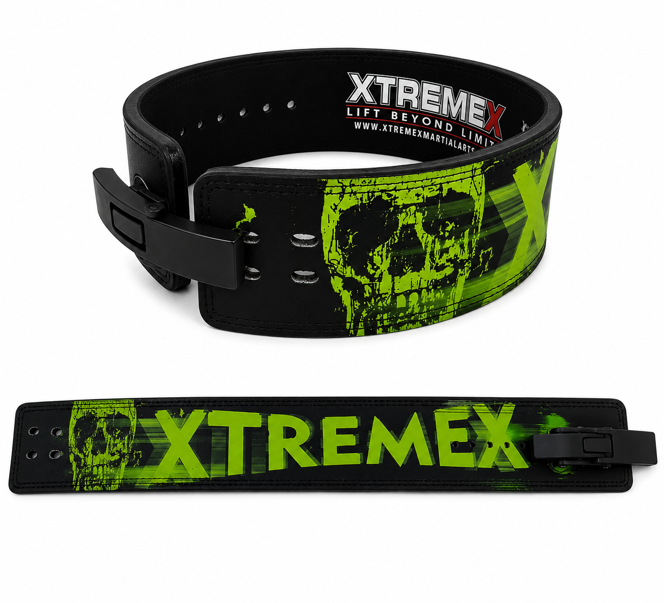 Image of XTREMEX POWERLIFTING 13MM LEVER BELT - GREEN REAPER