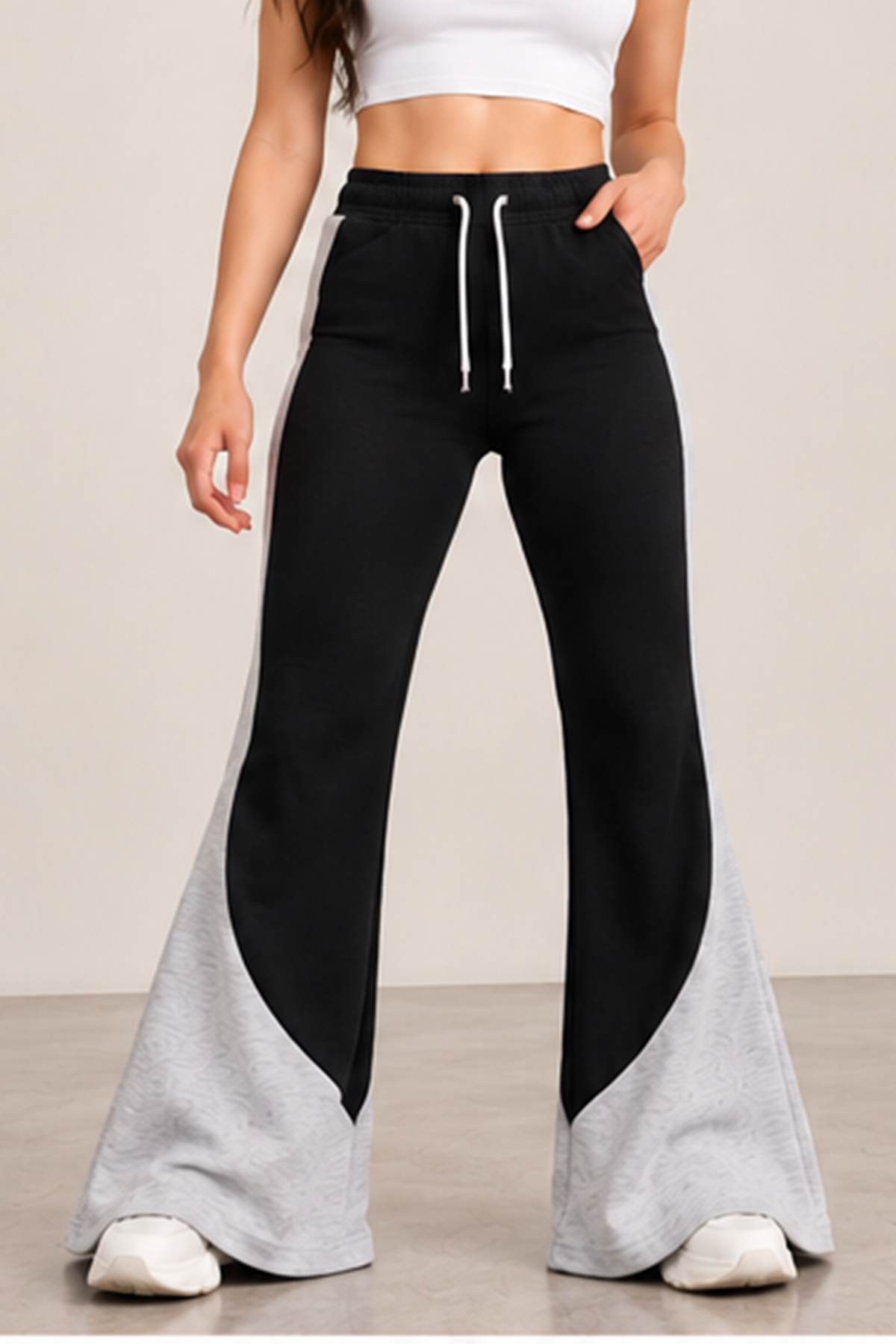 Two-Tone Flared Pants