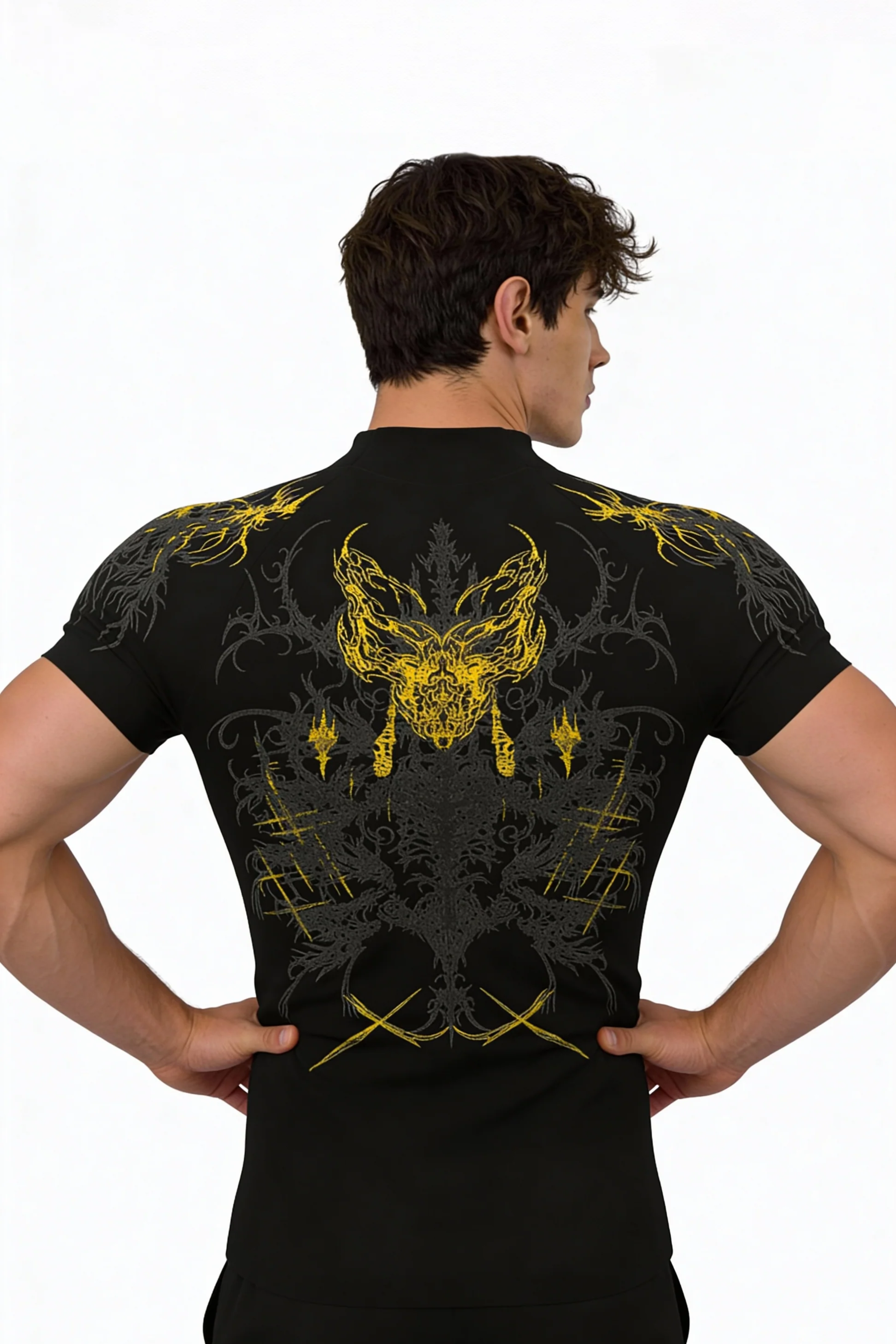 Image of Prime Arc Zip Compression Tshirt Half Sleeve - Yellow/Black