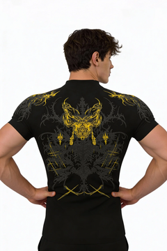 Prime Arc Zip Compression Tshirt Half Sleeve - Yellow/Black