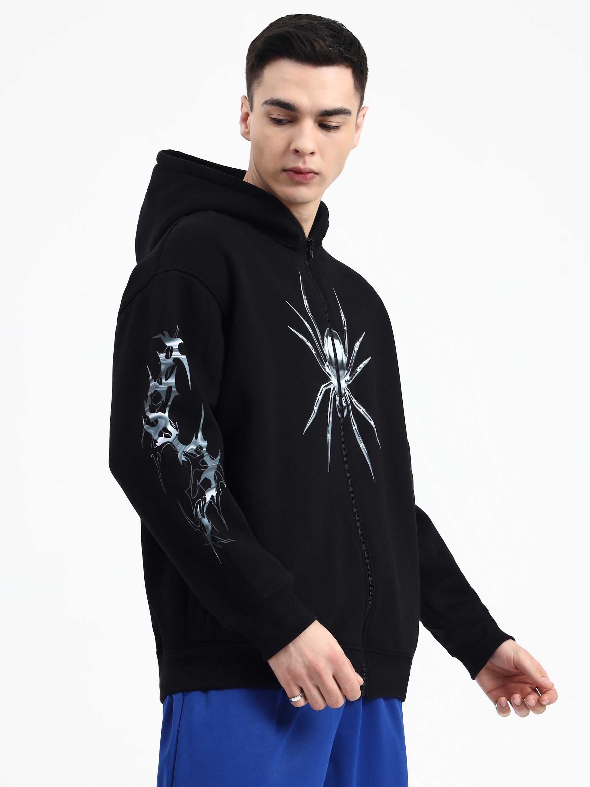 Chrome Spider Unisex Oversized Zipper Hoodie