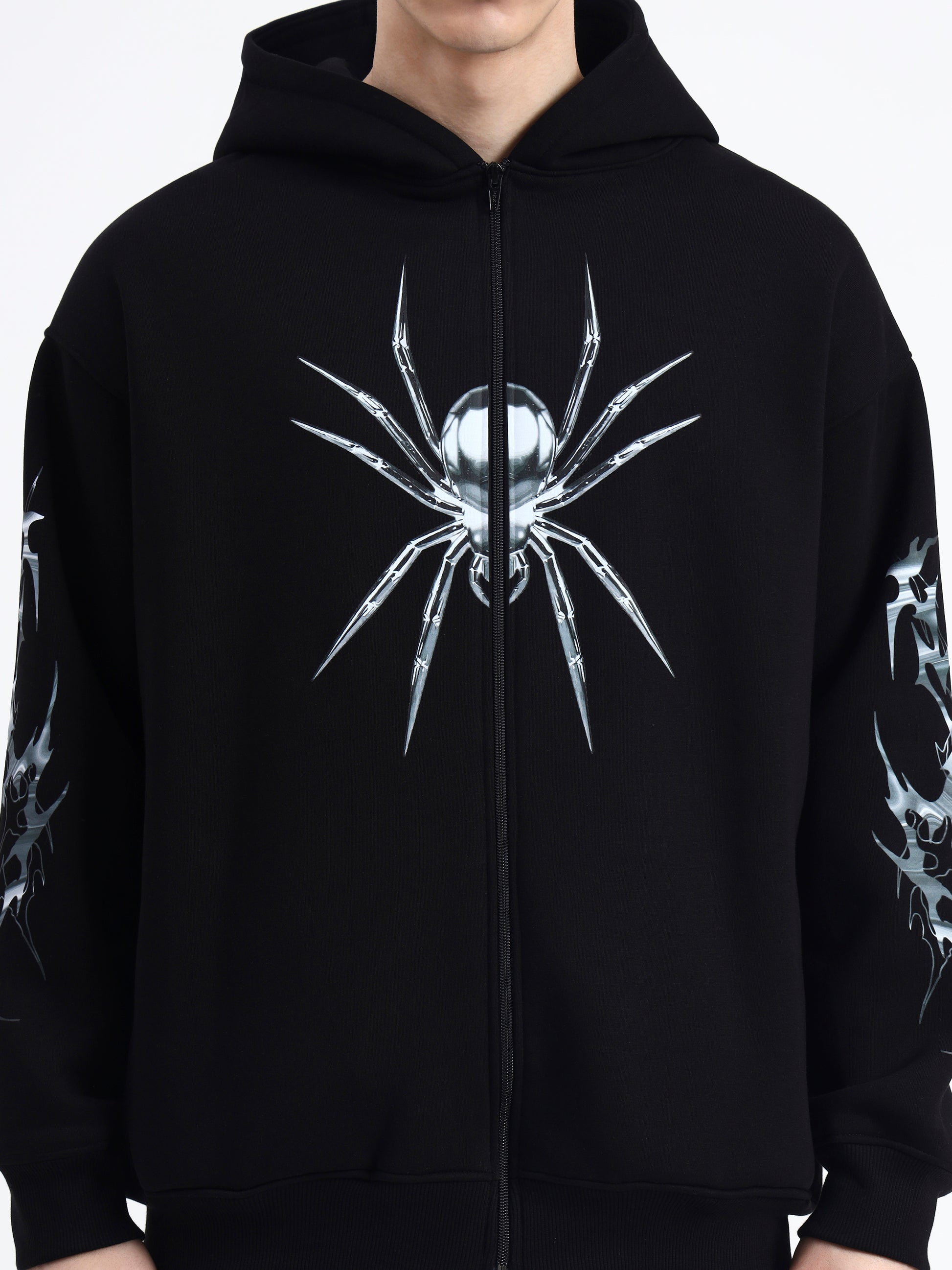 Chrome Spider Unisex Oversized Zipper Hoodie