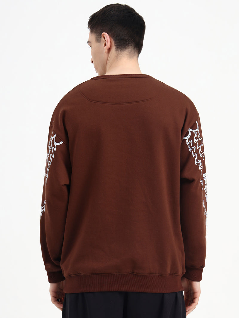 Crown Chain oversized cotton sweatshirt for gym and leisure