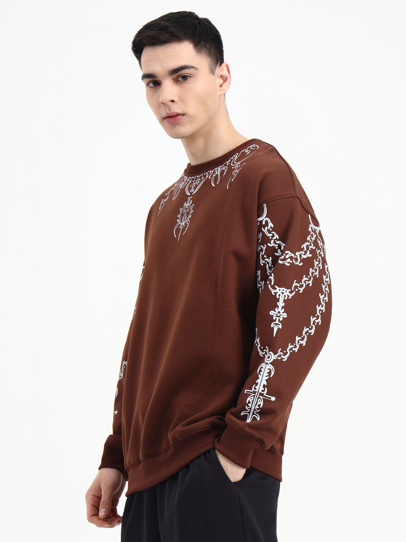 Crown Chain unisex oversized sweatshirt with bold graphic artwork