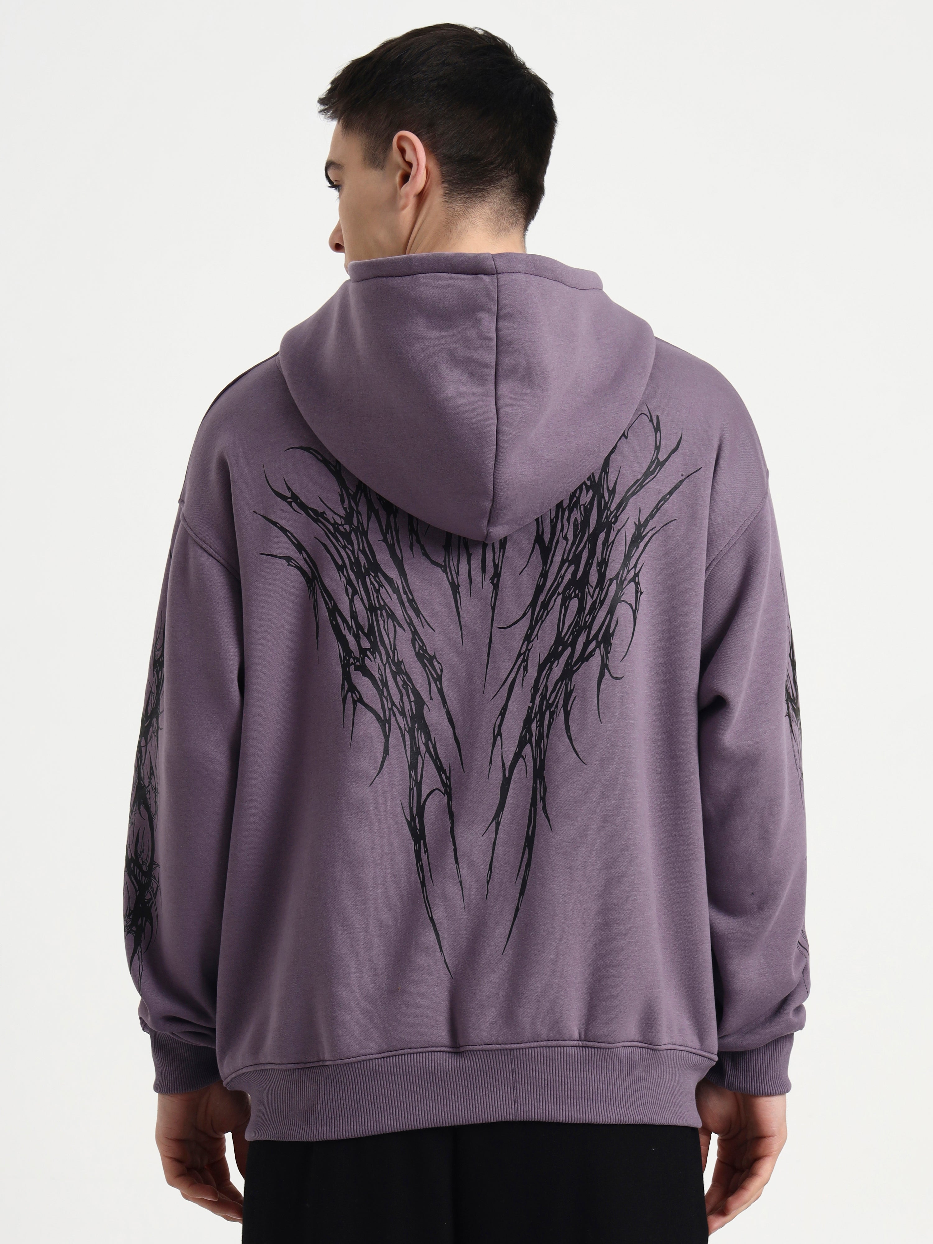 Image of Night Pulse Unisex Oversized Zipper Hoodie - Plum