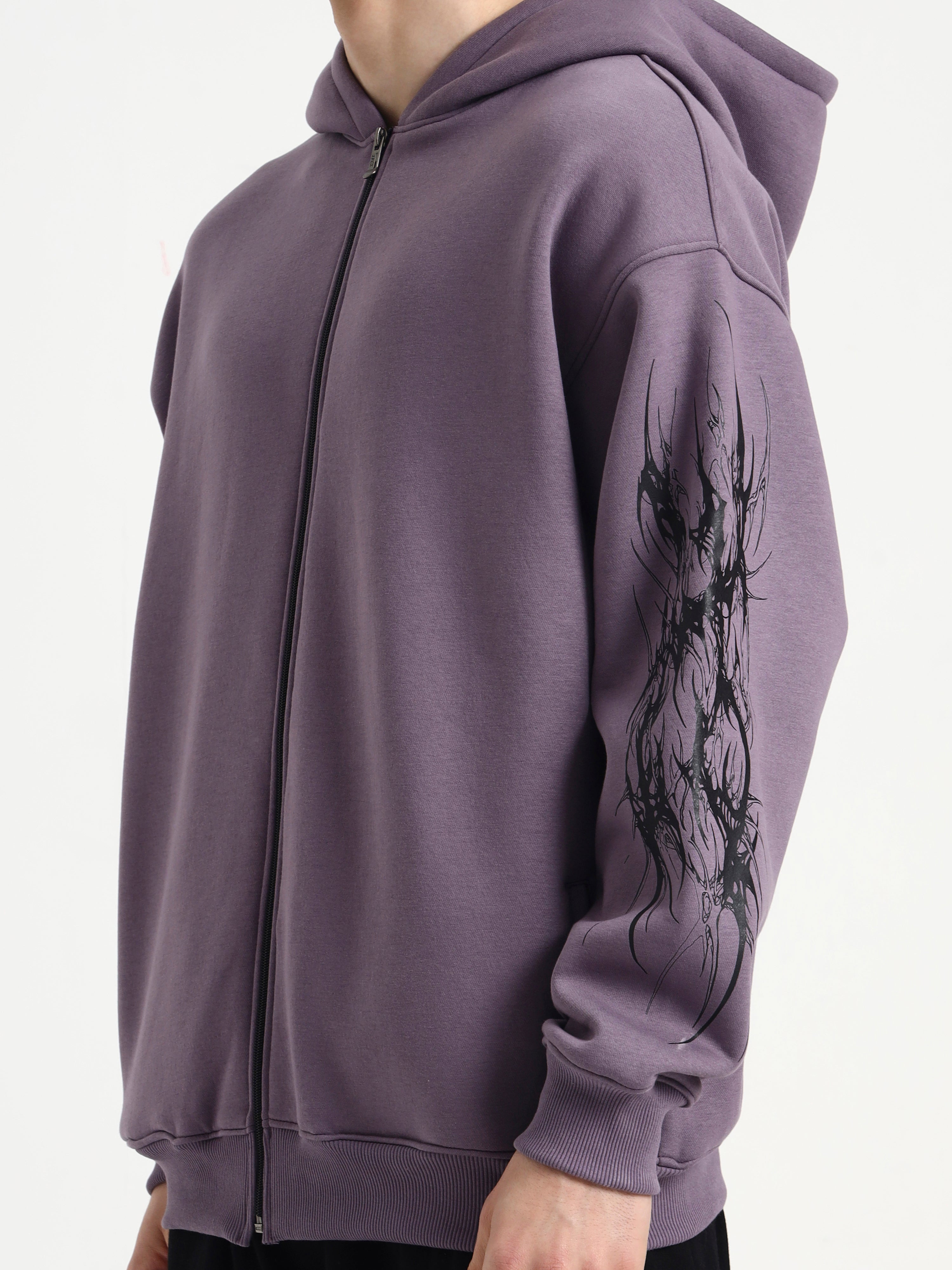 Image of Night Pulse Unisex Oversized Zipper Hoodie - Plum