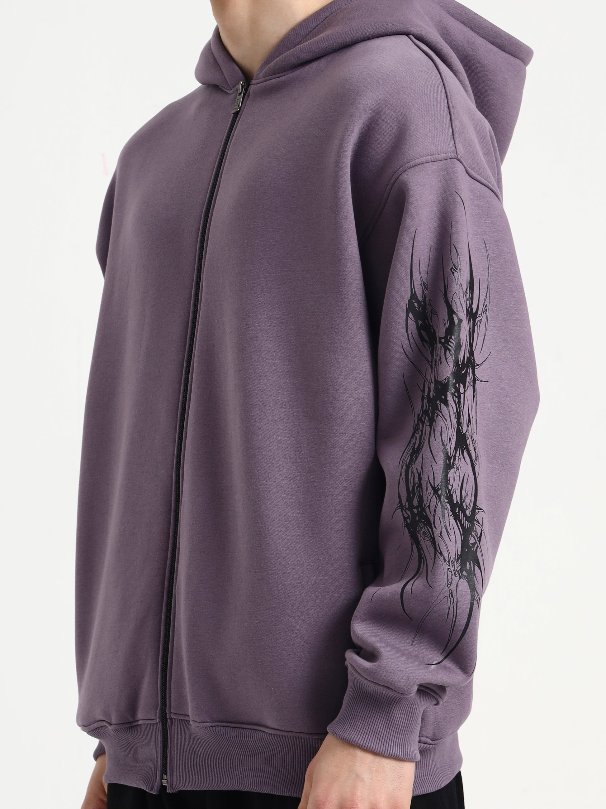 Night Pulse Unisex Oversized Zipper Hoodie - Plum
