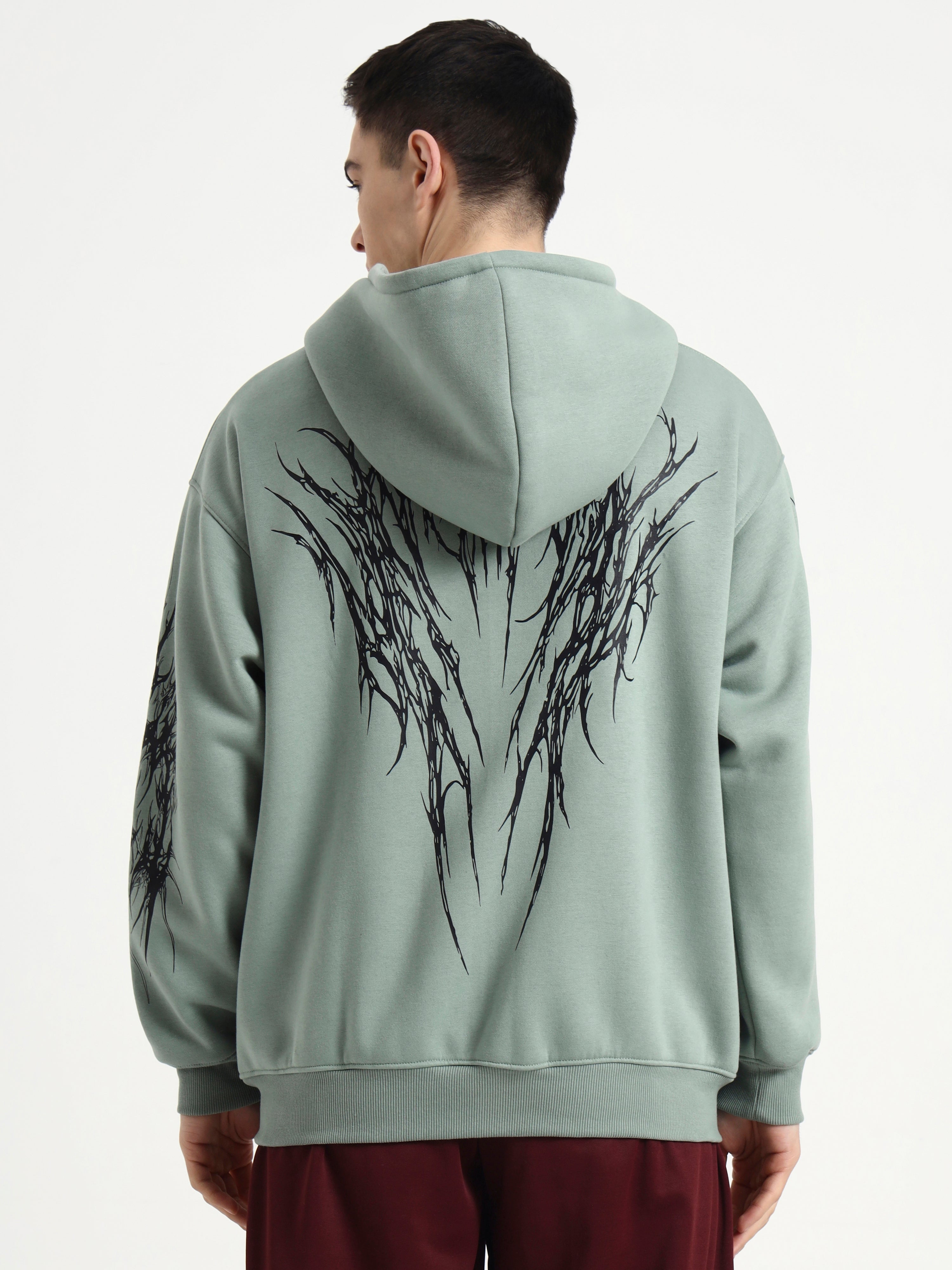 Image of Night Pulse Unisex Oversized Zipper Hoodie - Sage Green