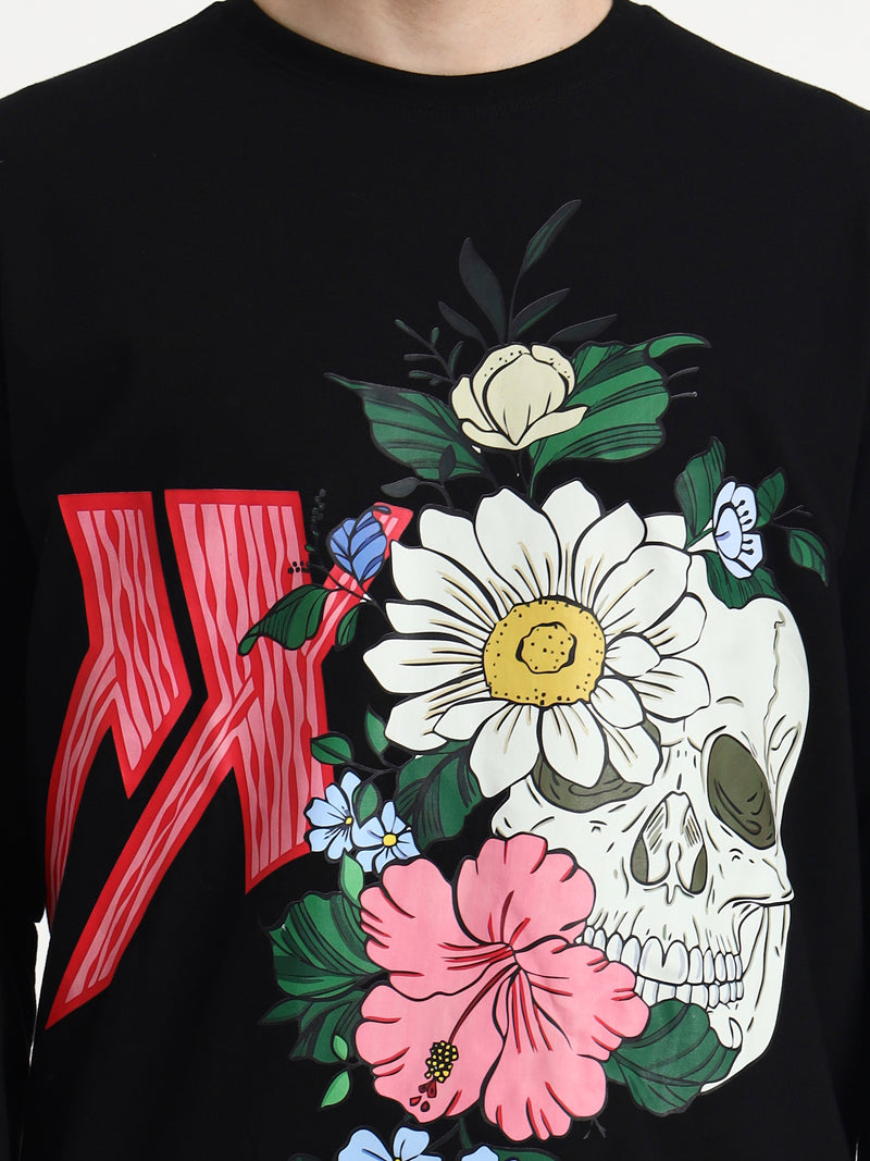 Men's Bloom Skull graphic tee for gym and training ifm