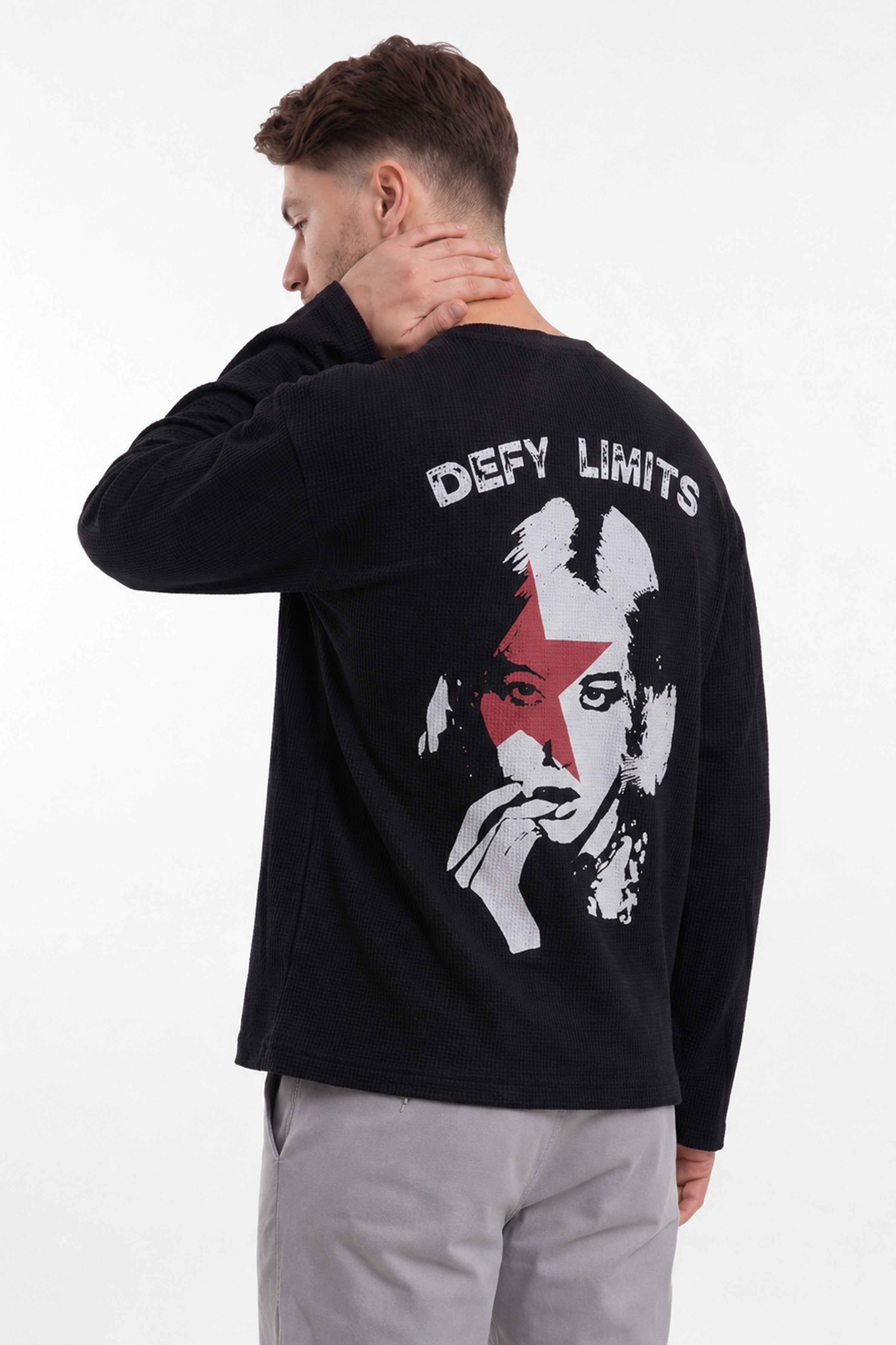 Image of Defy limits  Waffle Tshirt - Black