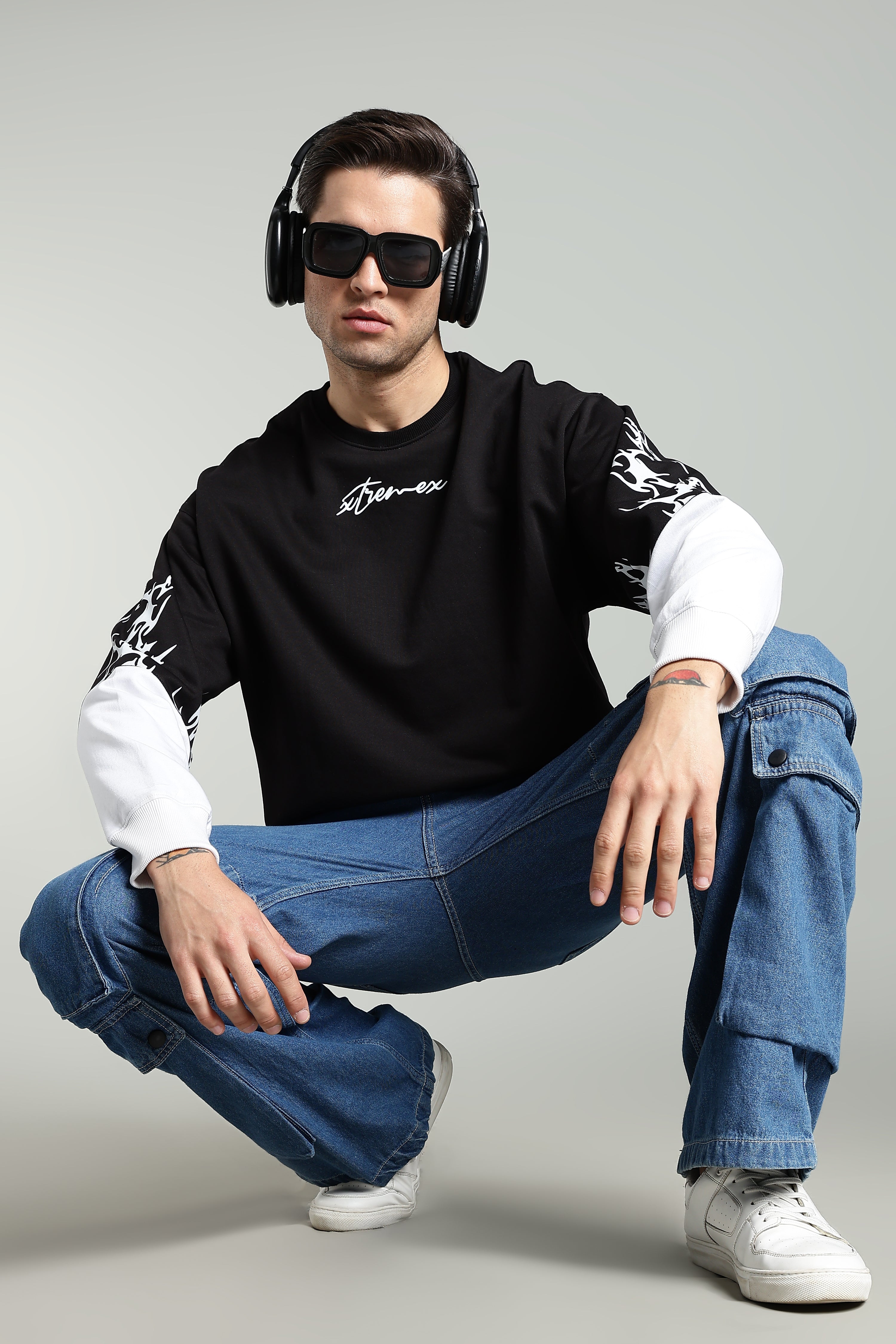 Image of Burnout Sleeve Unisex Oversized Sweatshirt