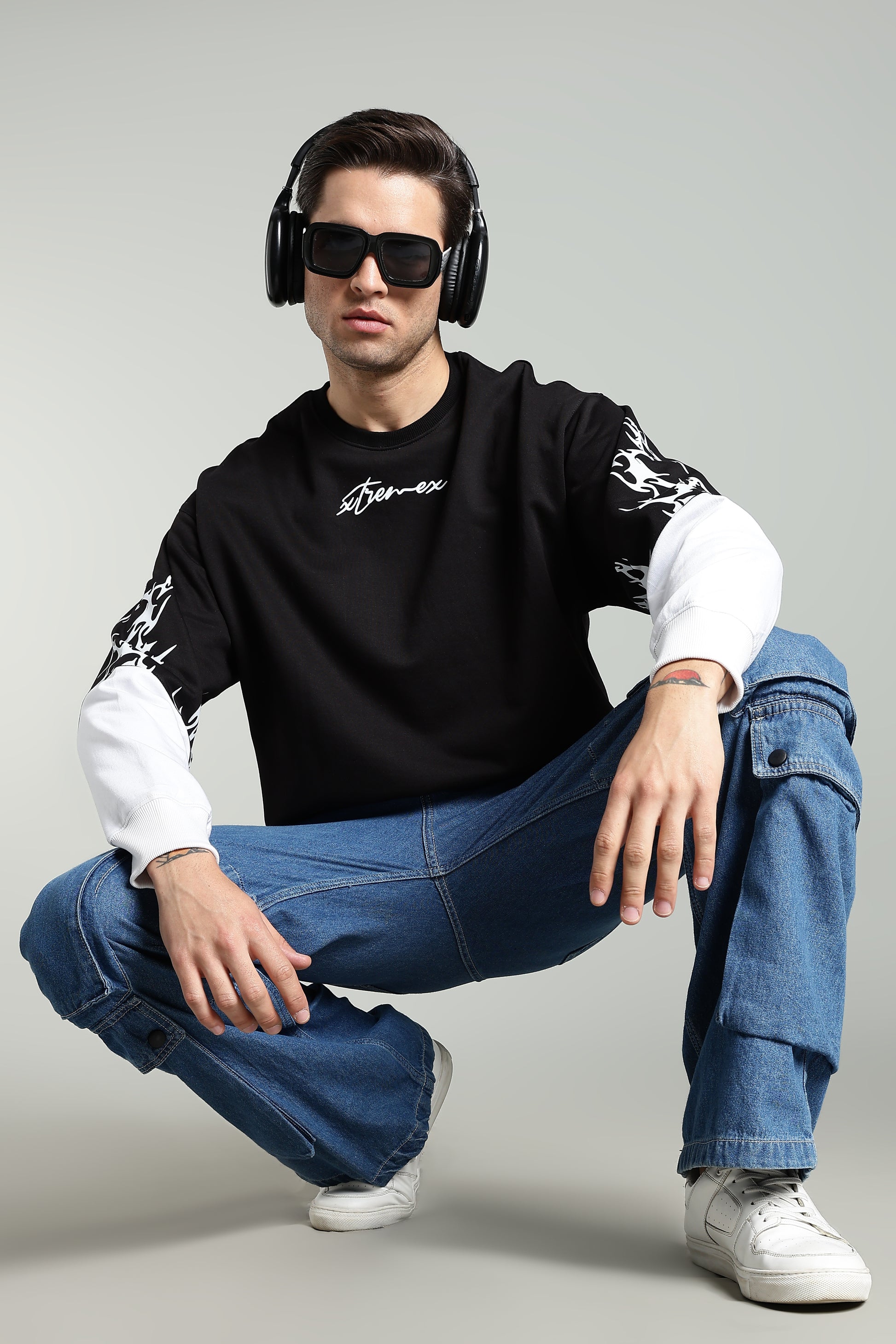 Burnout Sleeve Unisex Oversized Sweatshirt