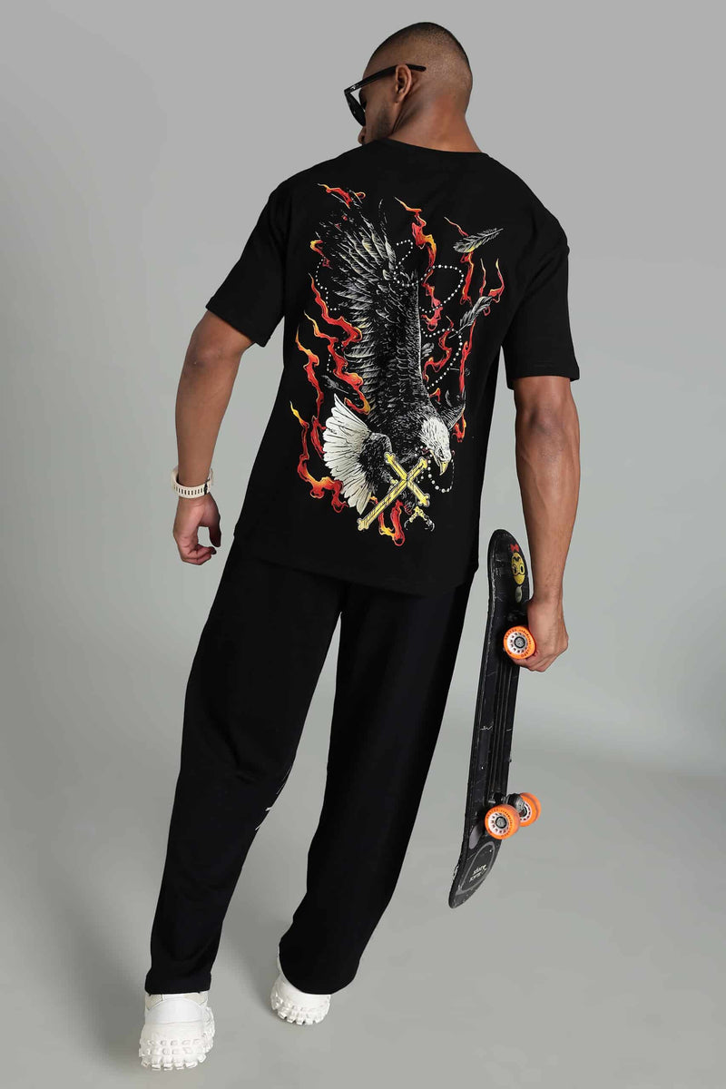 Flame Wings premium cotton oversized graphic streetwear T-shirt