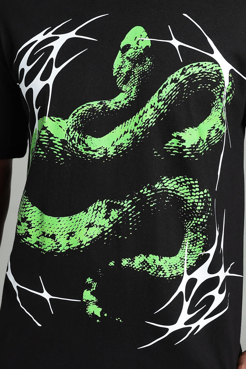 Snake Flow relaxed fit breathable cotton casual oversized tee