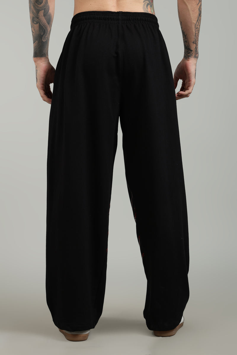 Men's Lava Flow Black relaxed joggers with soft cotton fabric ifm