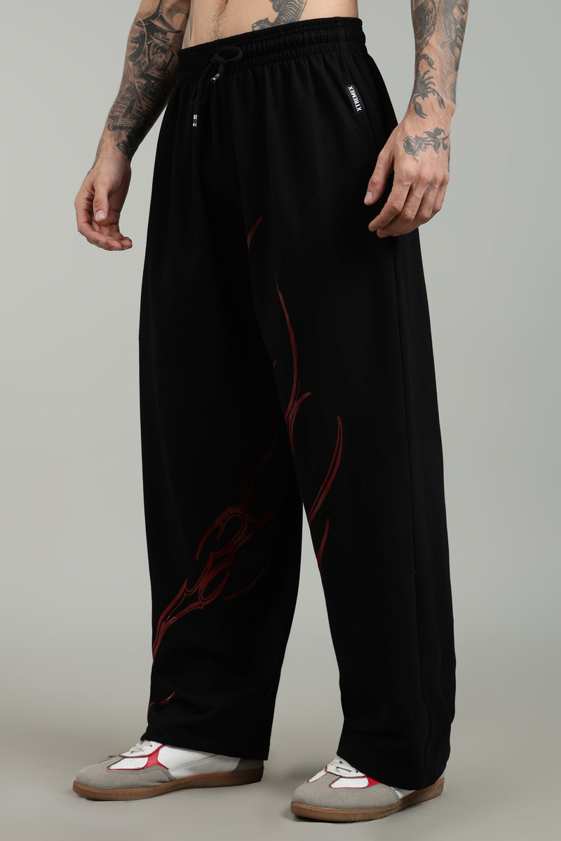 Men's Lava Flow Black cotton joggers with streetwear style ifm