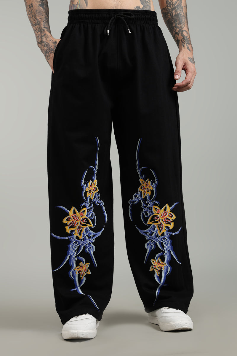 Men's CyberFlora cotton joggers featuring modern floral print design ifm
