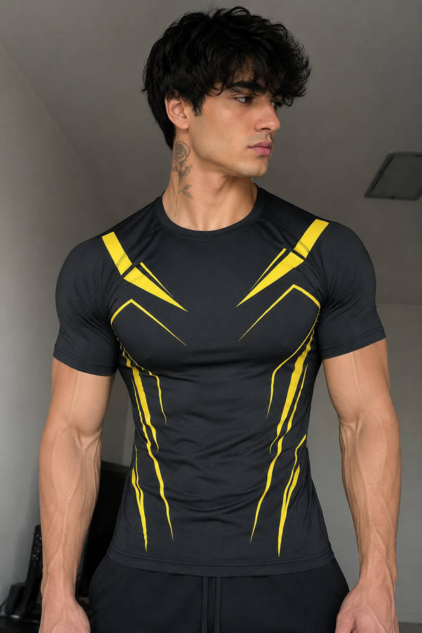 EXO Compression T-Shirt Half sleeve - Black/Gold