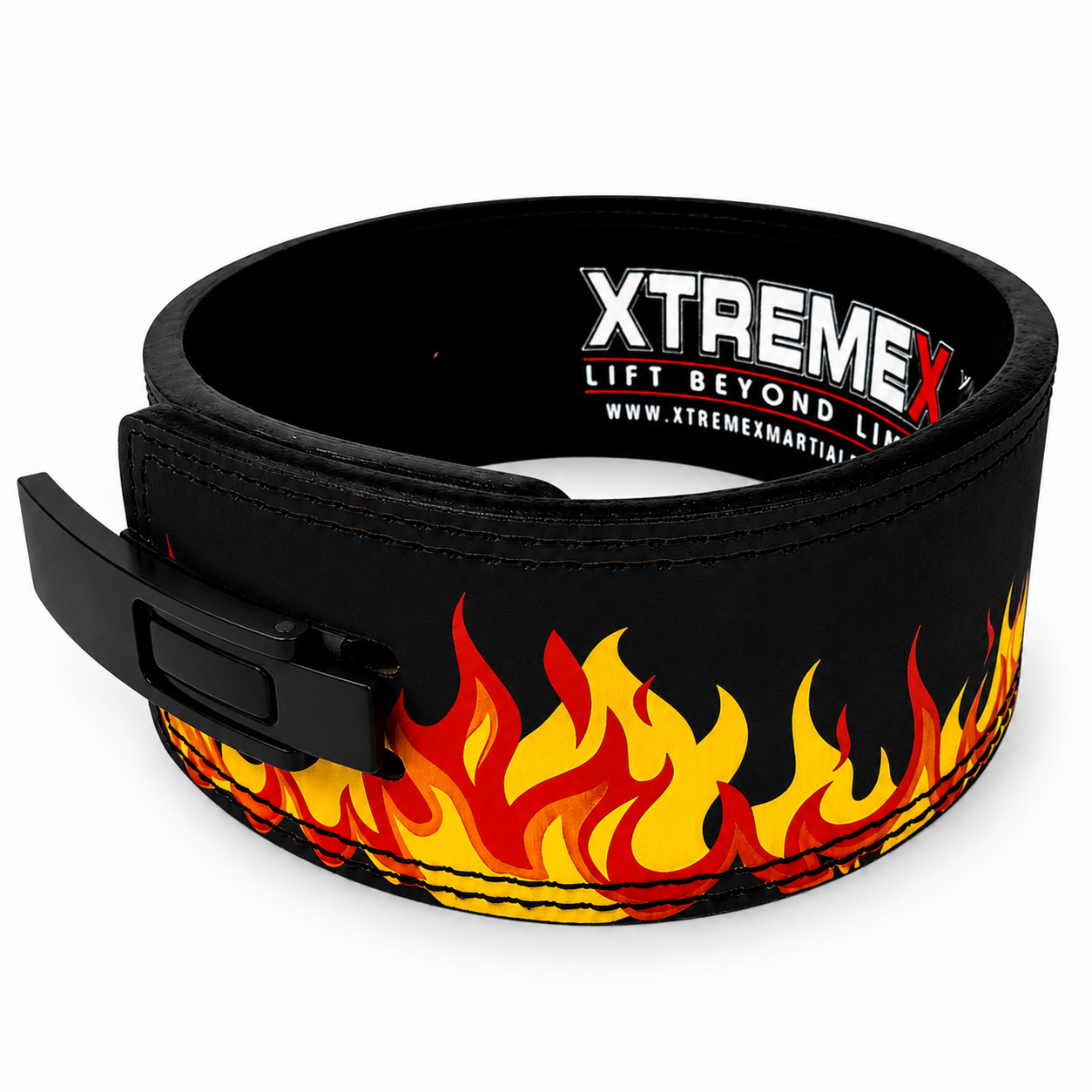 Image of XTREMEX POWERLIFTING 13MM LEVER BELT - FLAME BLACK
