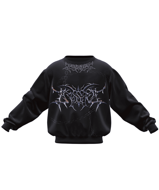 Black Chainreaper oversized cotton fleece everyday streetwear sweatshirt
